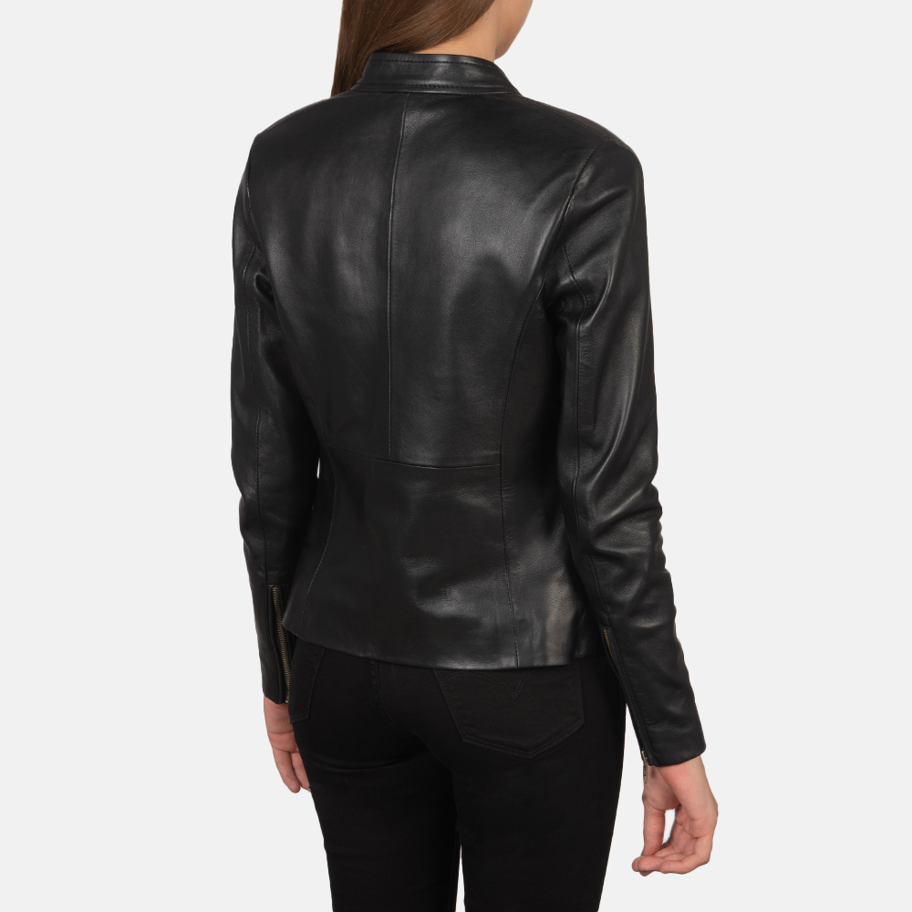 Onyx Edge Women's Sleek Black Leather Biker Jacket