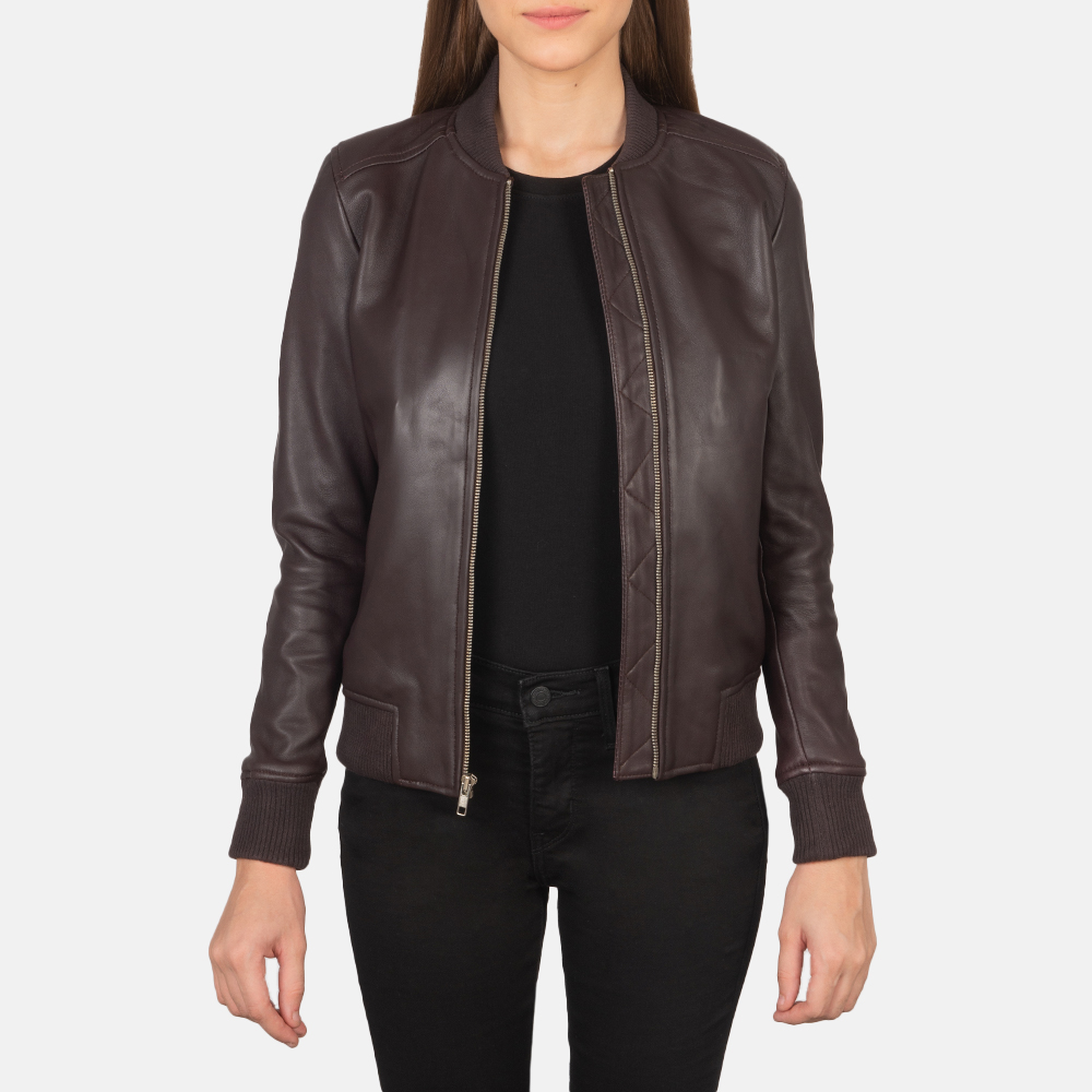 Chestnut Flight Women's Brown Leather Bomber Jacket