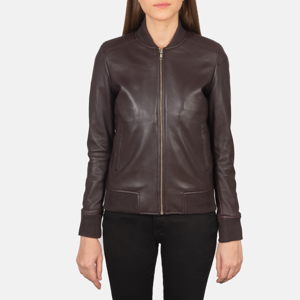 Chestnut Flight Women's Brown Leather Bomber Jacket