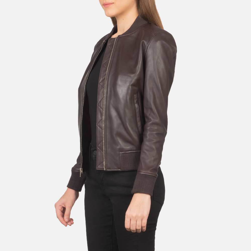 Chestnut Flight Women's Brown Leather Bomber Jacket