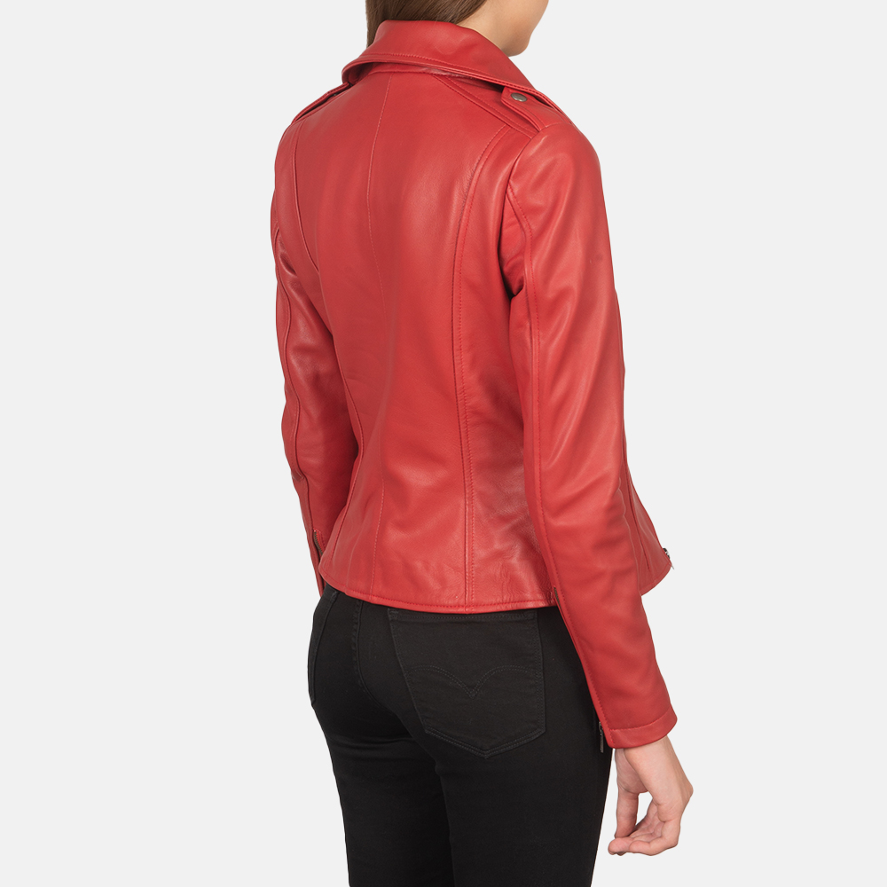 Crimson Vibe Women's Red Leather Biker Jacket