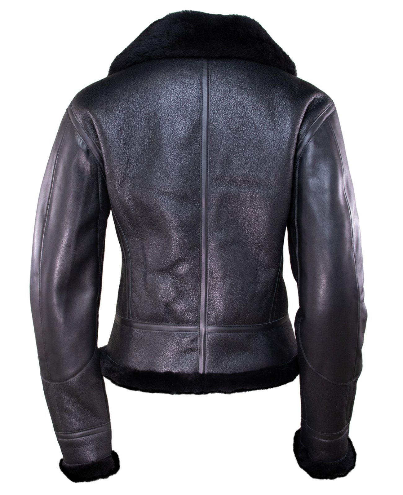 Velvet Storm Women's Black Leather Bomber Jacket with Soft Collar