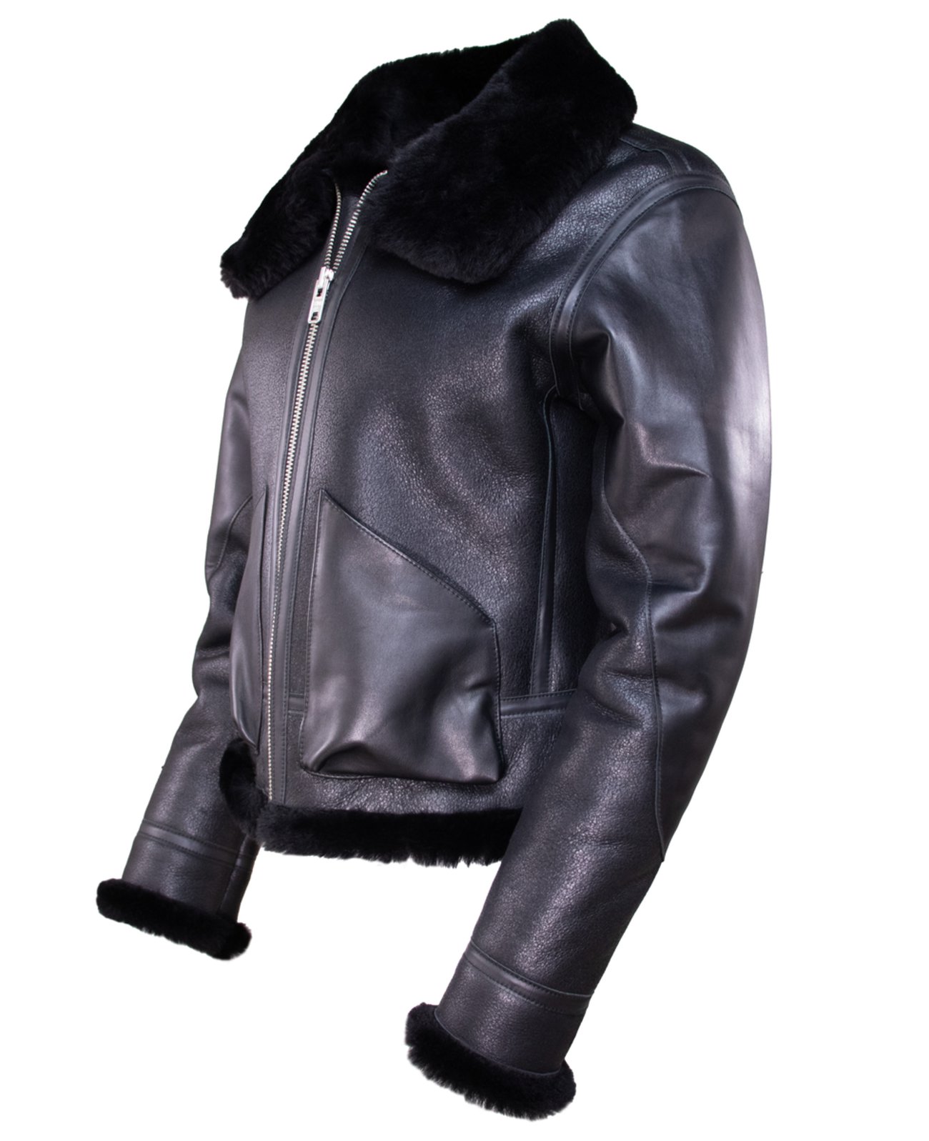 Velvet Storm Women's Black Leather Bomber Jacket with Soft Collar