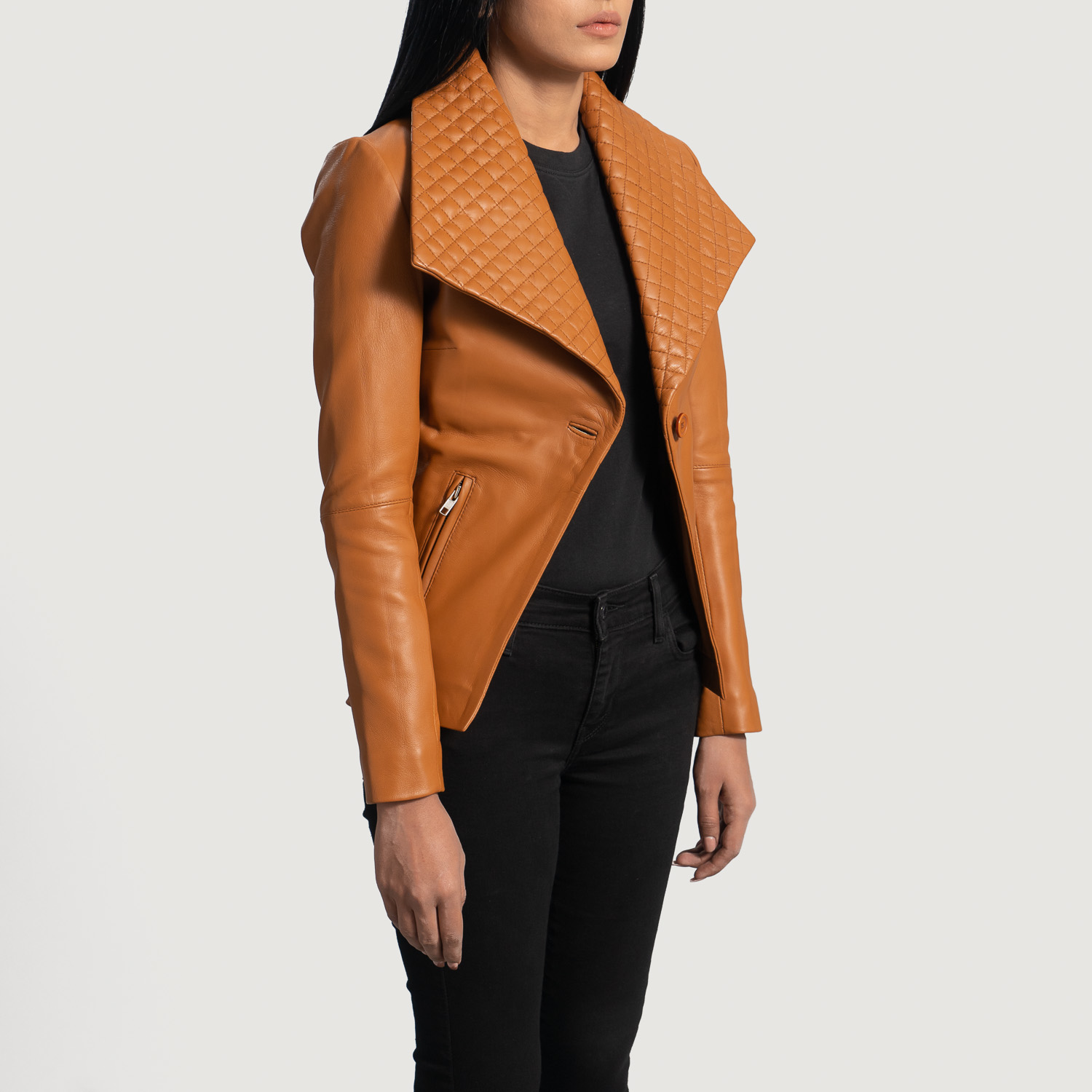 Amber Grace Women's Brown Leather Blazer