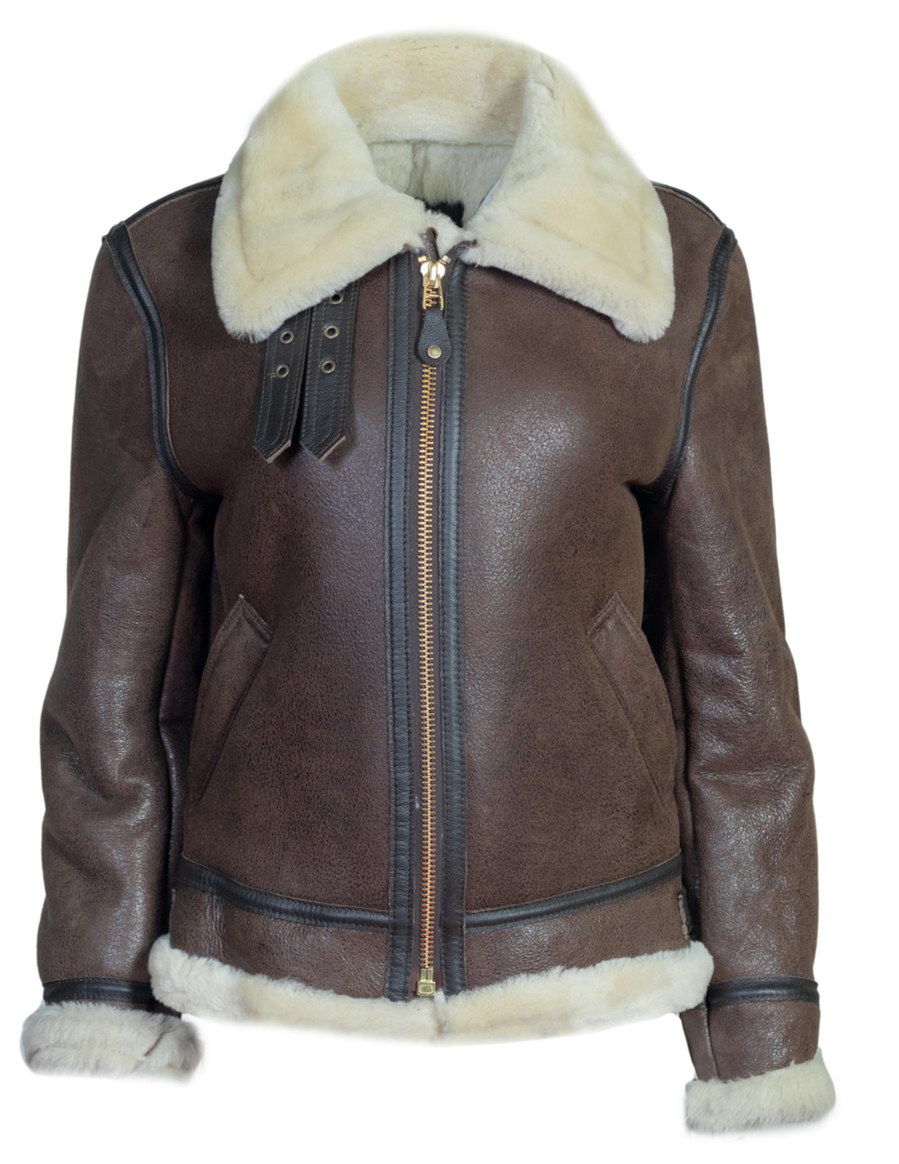 Chestnut Drift Women's Brown Leather Bomber Jacket with Soft Collar