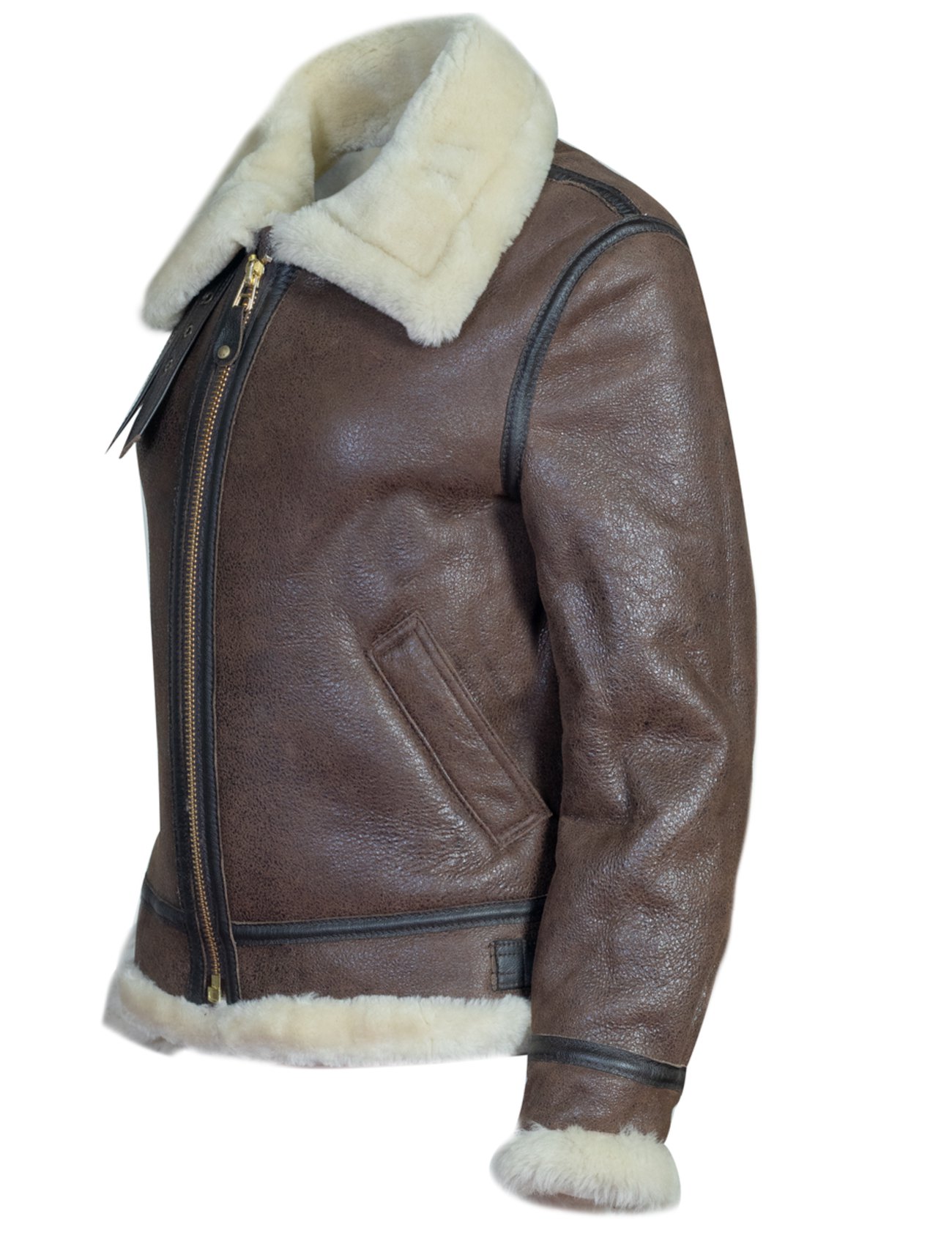 Chestnut Drift Women's Brown Leather Bomber Jacket with Soft Collar