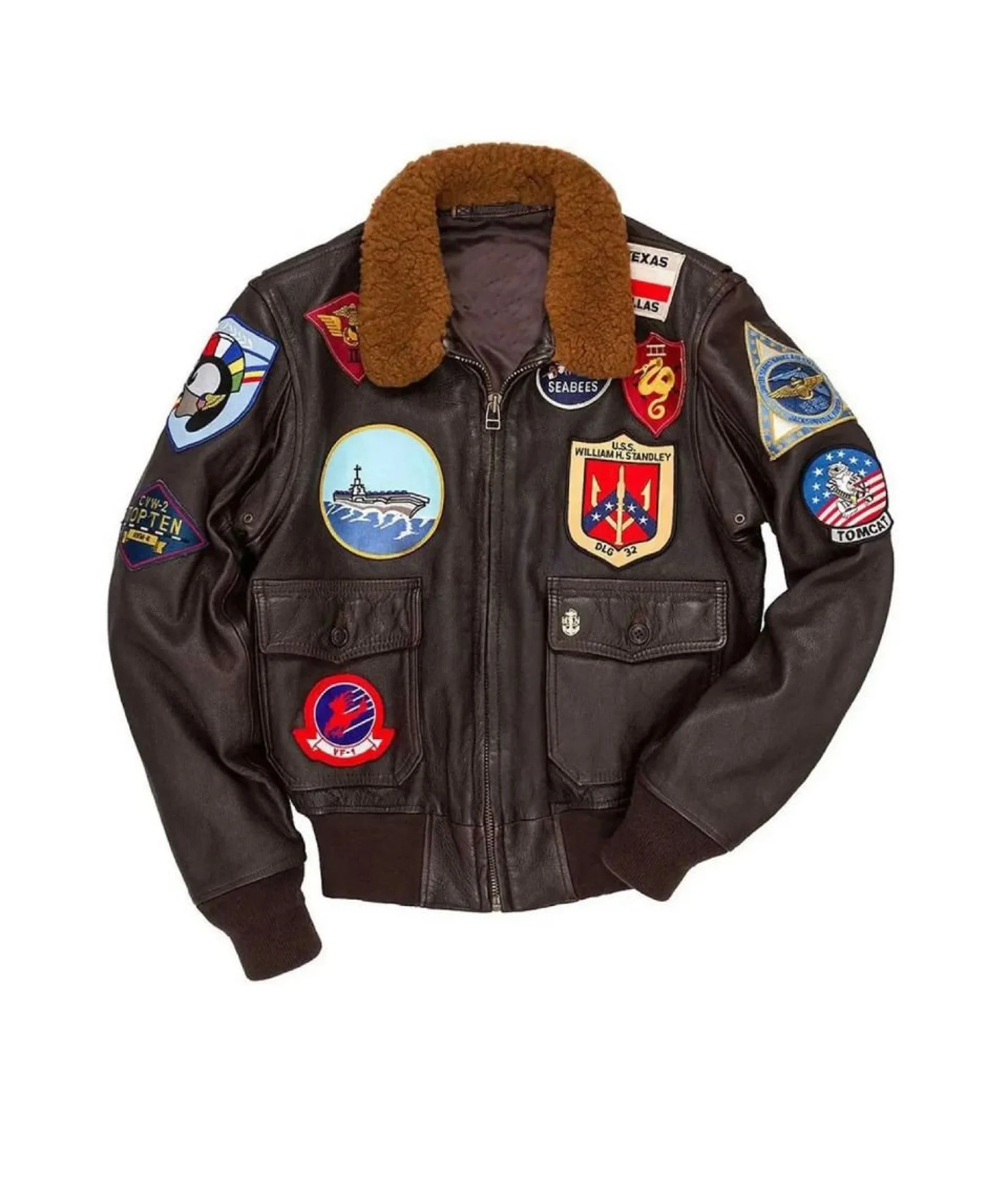 Sky Warrior Men's Brown Top Gun Maverick Leather Bomber Jacket