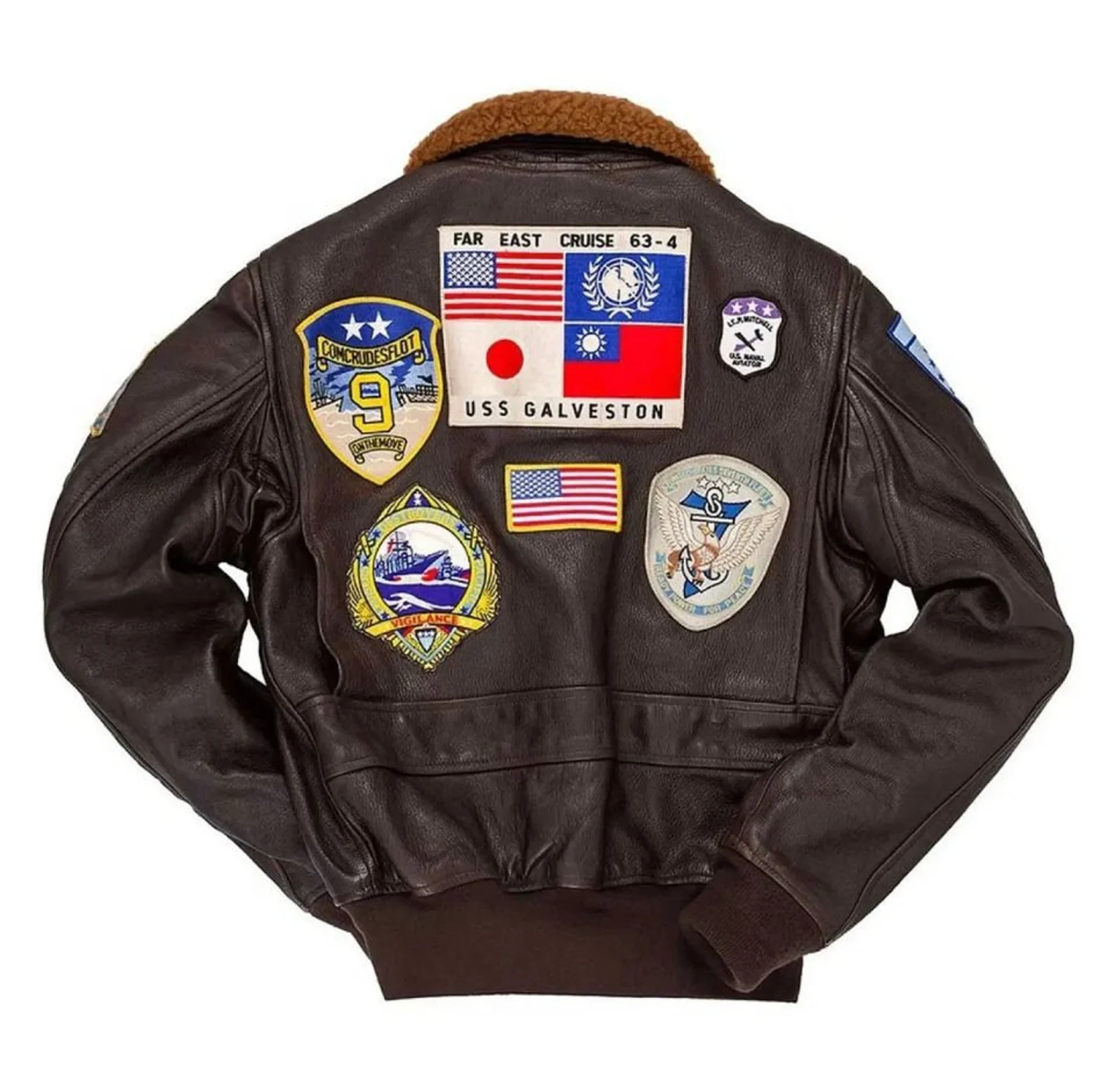 Sky Warrior Men's Brown Top Gun Maverick Leather Bomber Jacket