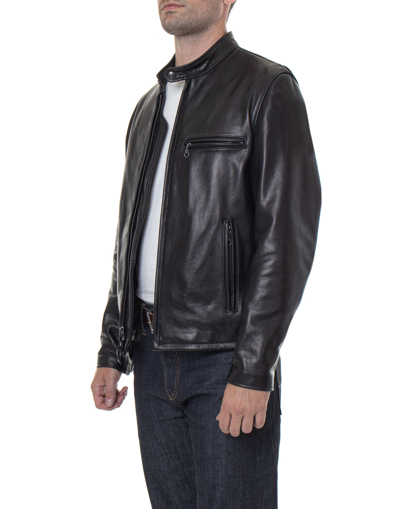 Night Rider Men's Black Leather Biker Jacket