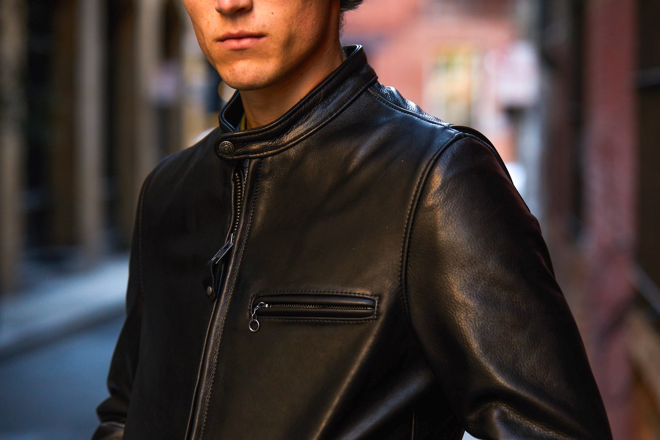 Night Rider Men's Black Leather Biker Jacket