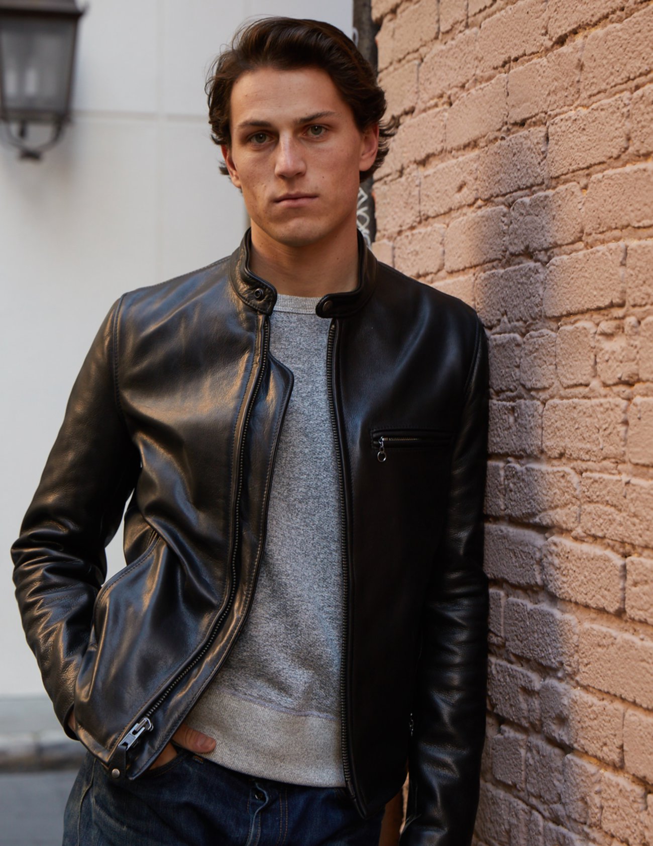 Night Rider Men's Black Leather Biker Jacket