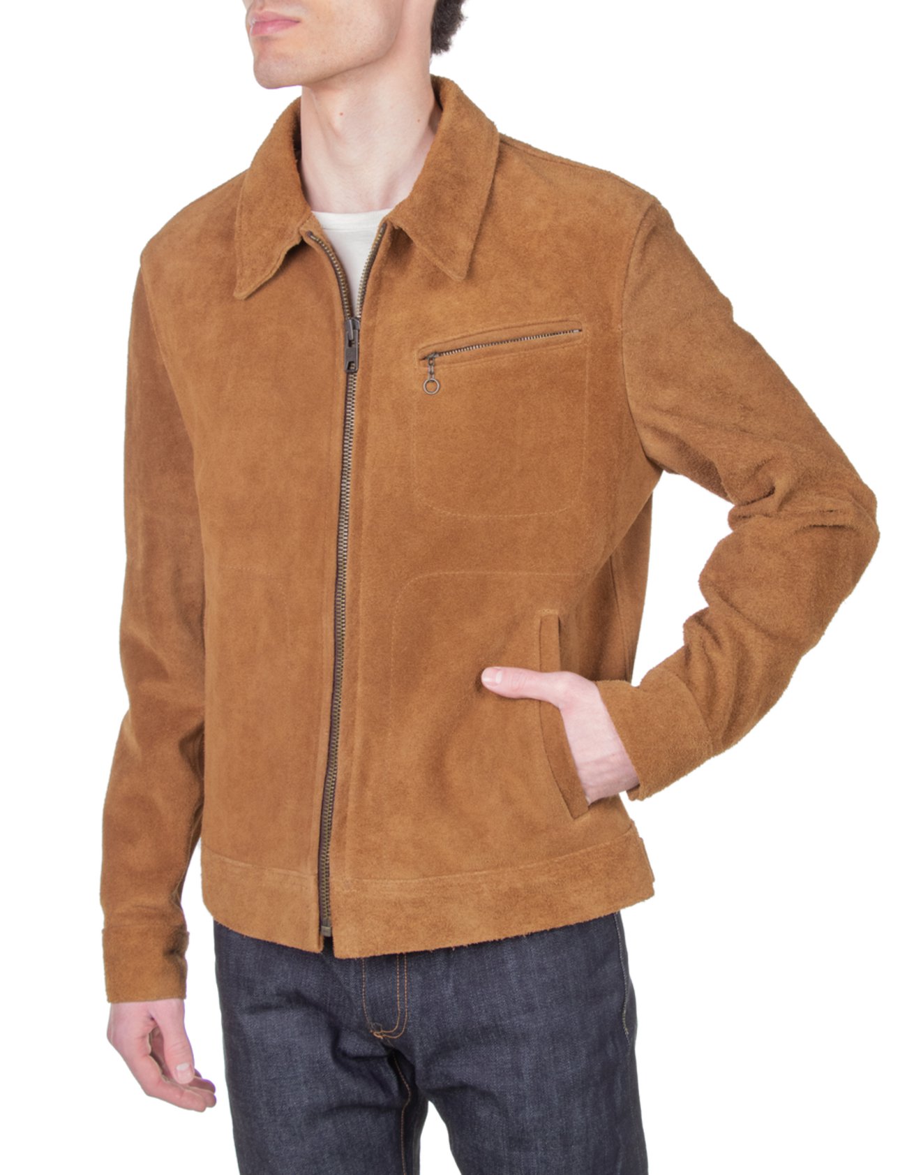 Rustwood Charm Men's Brown Suede Leather Jacket
