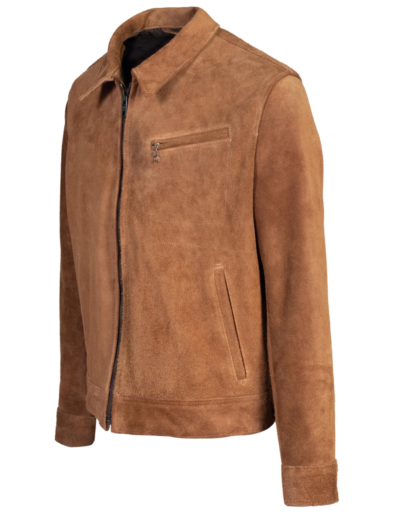 Rustwood Charm Men's Brown Suede Leather Jacket