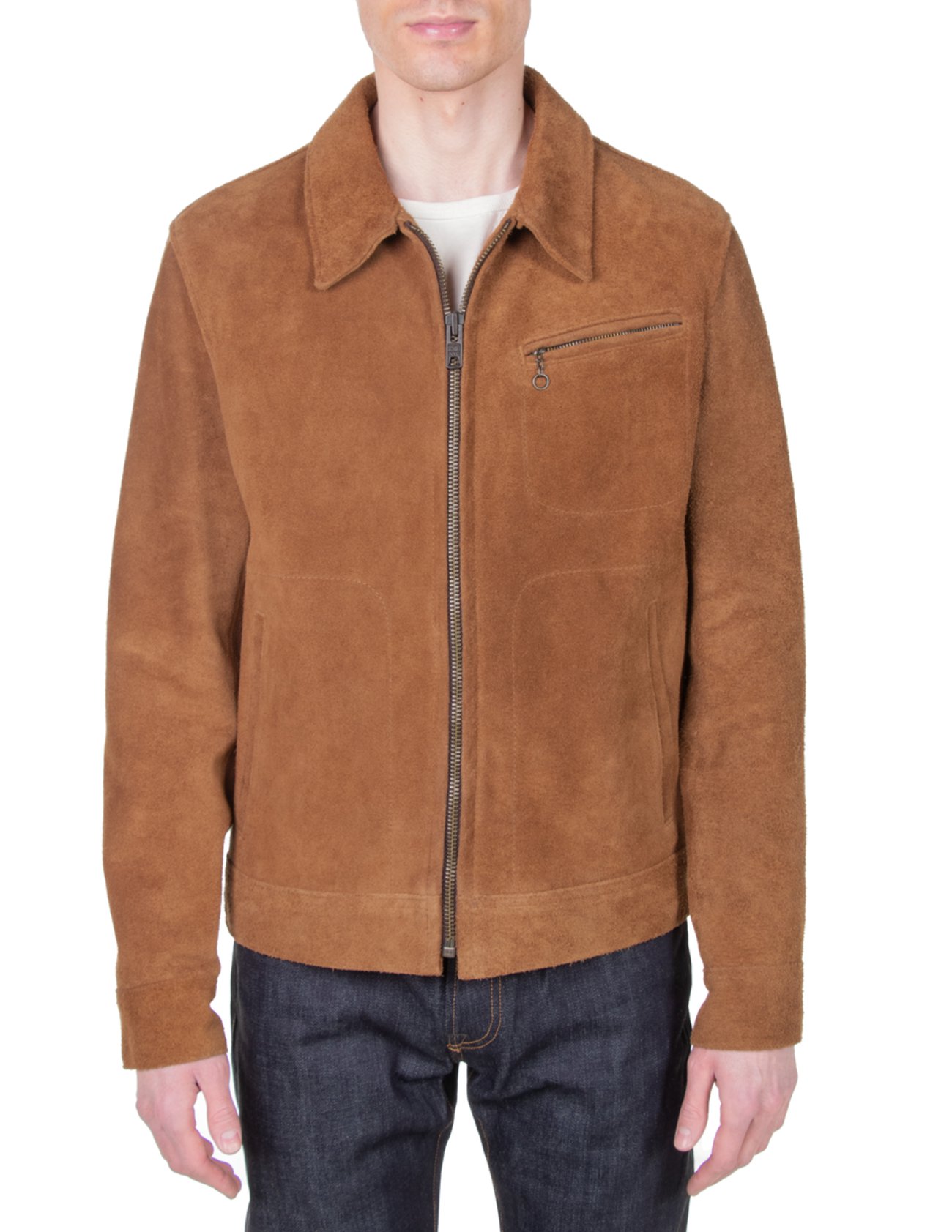 Rustwood Charm Men's Brown Suede Leather Jacket