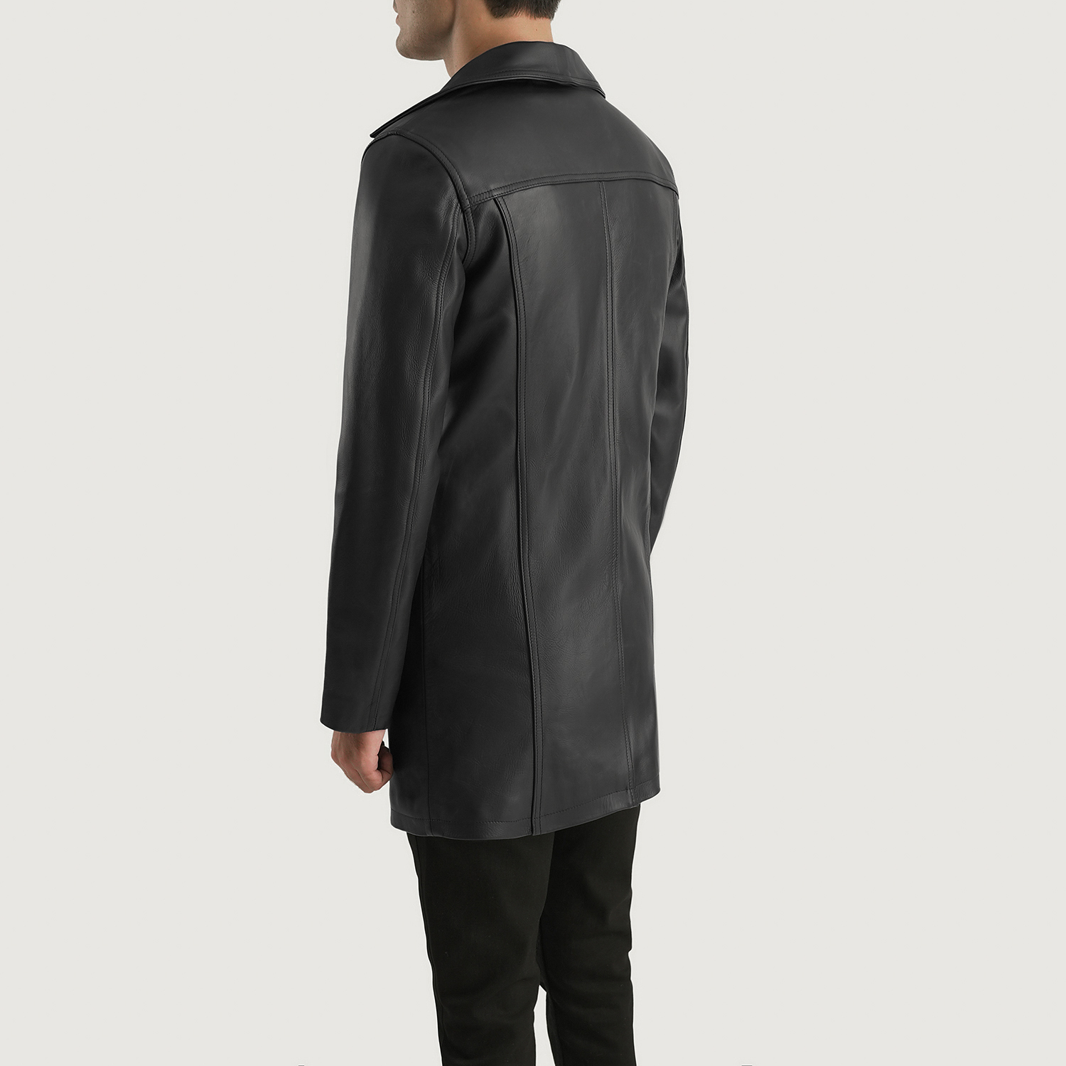 Obsidian Crest Men's Black Leather Coat