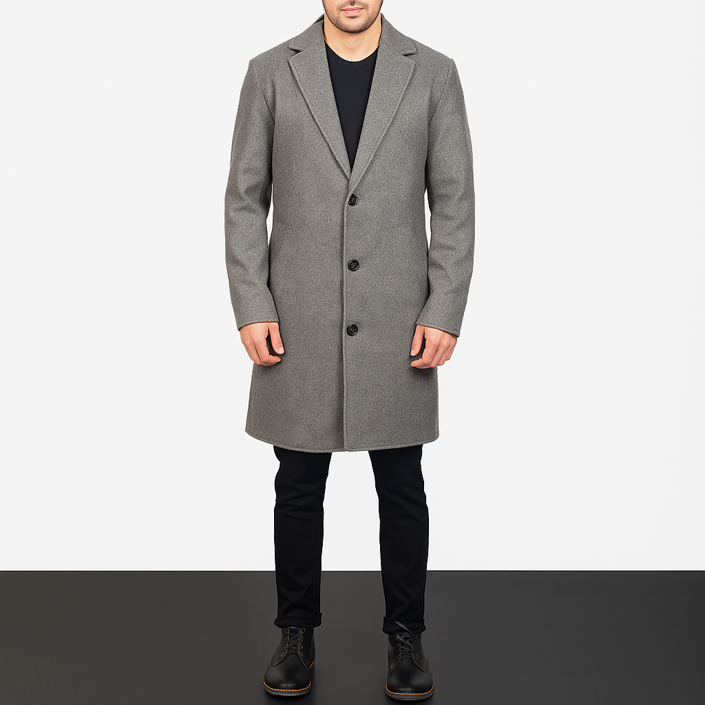 Men's Classic Grey Overcoat