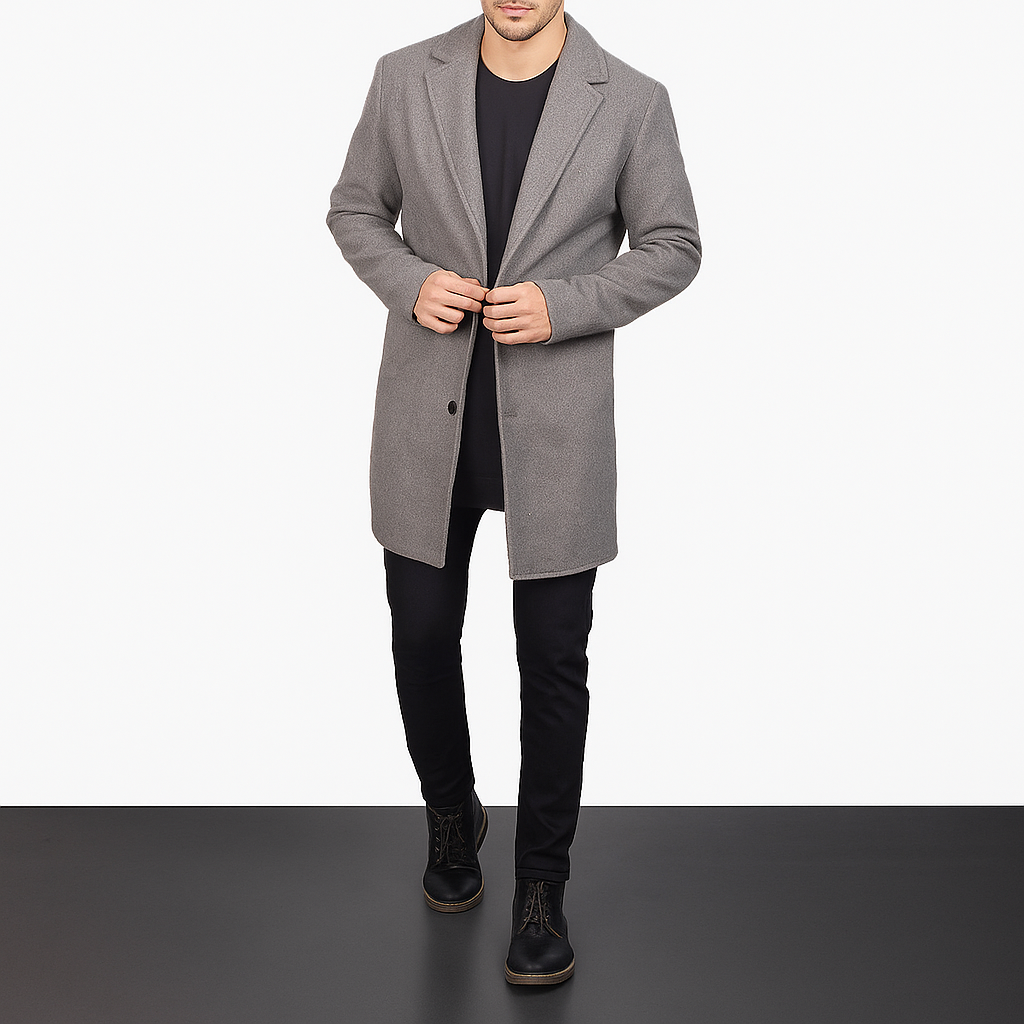 Men's Classic Grey Overcoat