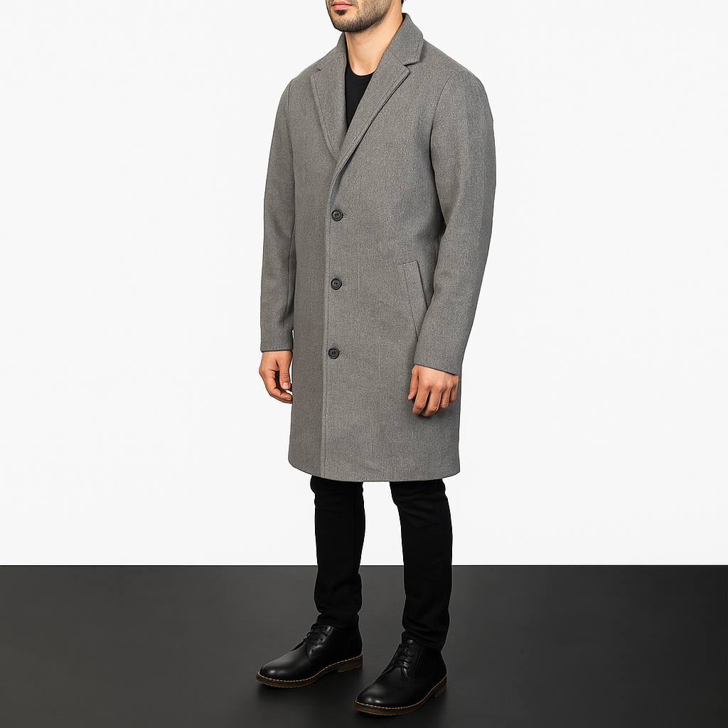 Men's Classic Grey Overcoat