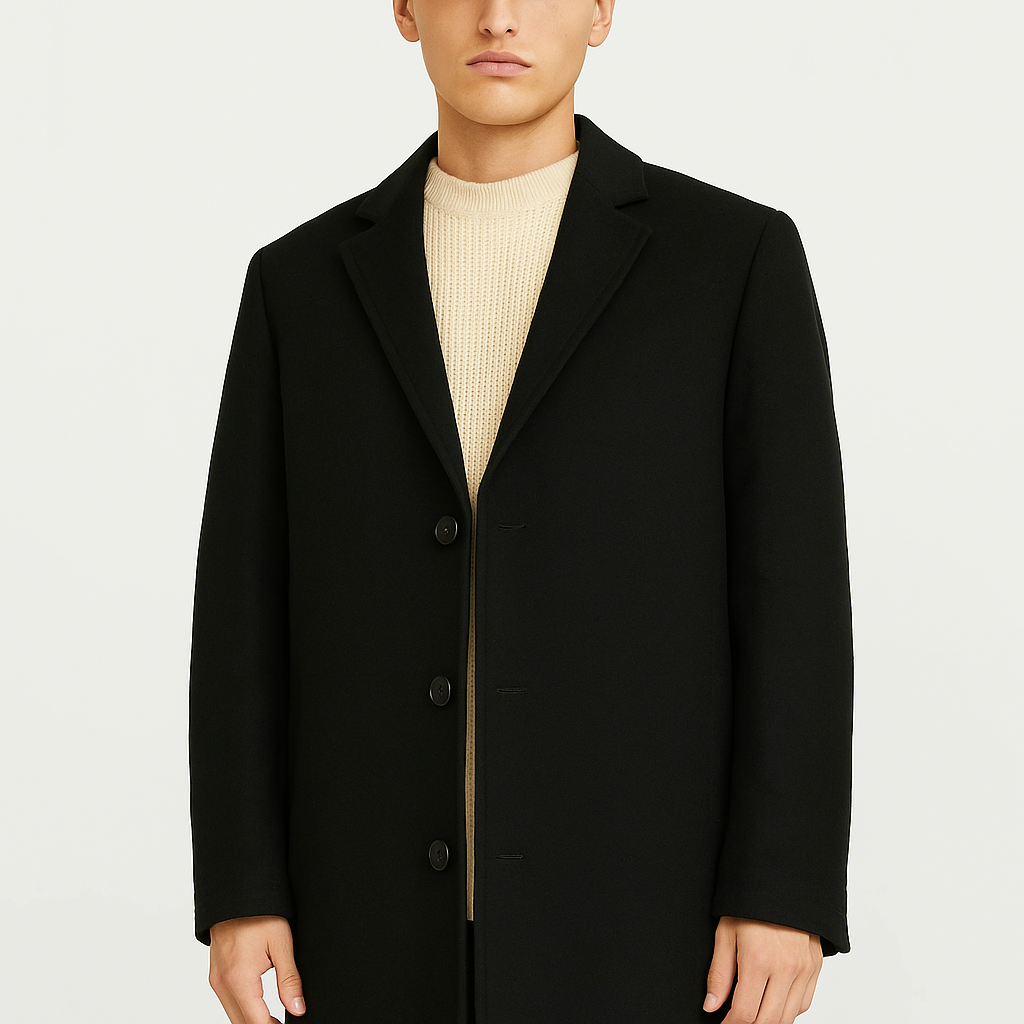  Men's Wool Coat Classic Black Blazer