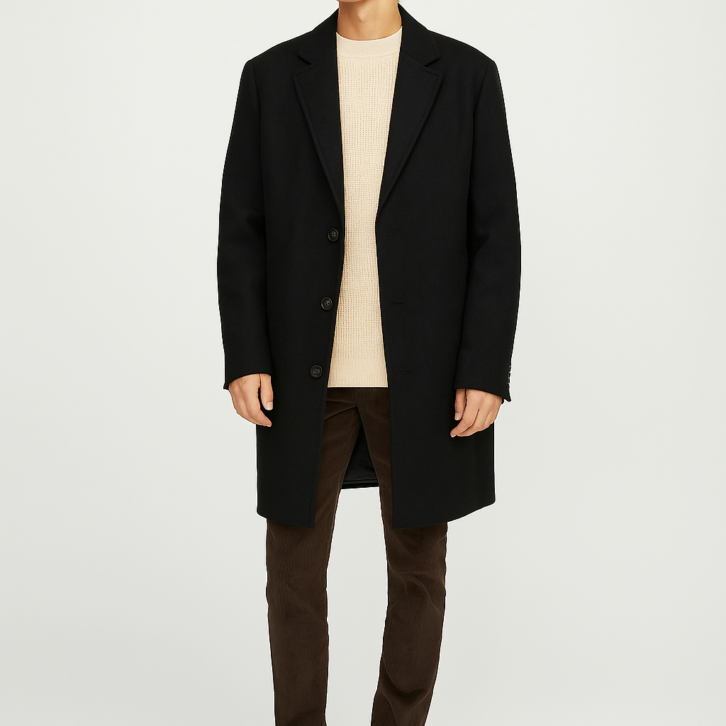  Men's Wool Coat Classic Black Blazer