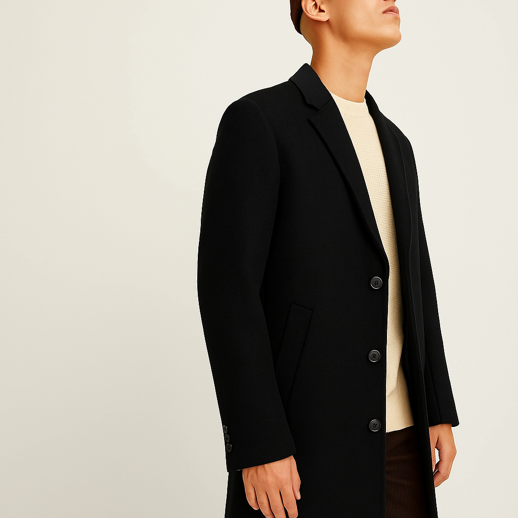 Men's Wool Coat Classic Black Blazer