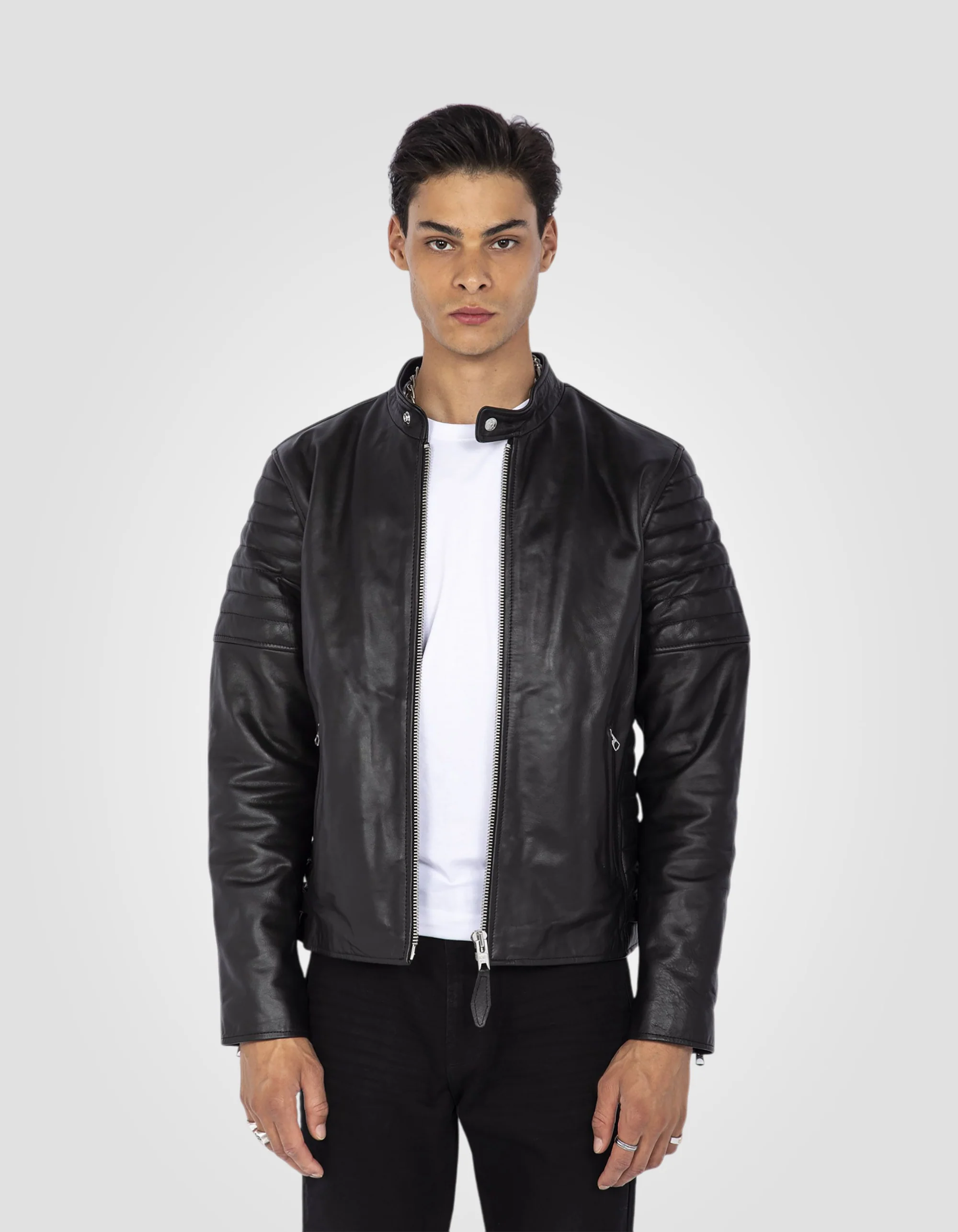 Timeless Style Black Cowhide Reinforced Biker Jacket