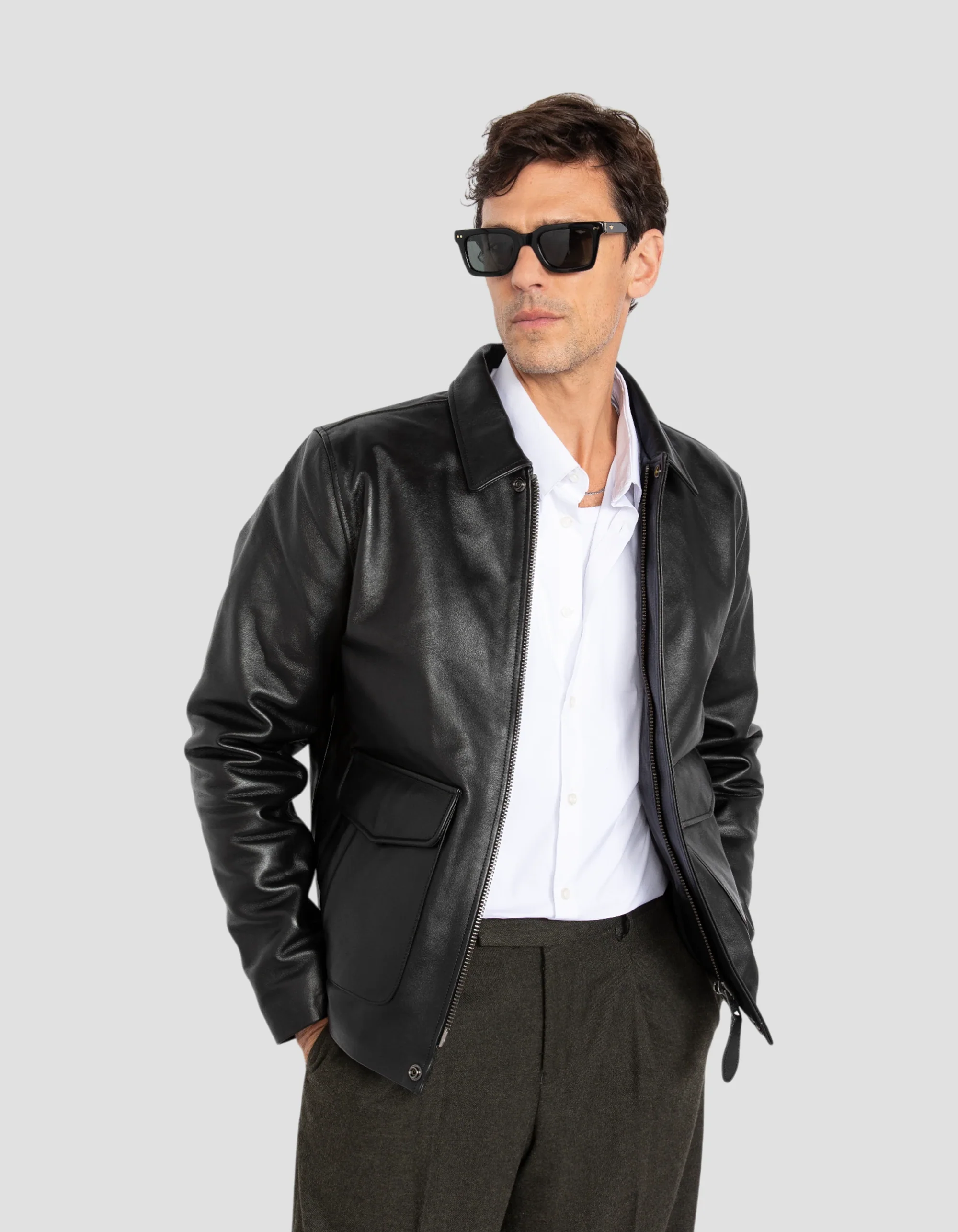 Premium Retro Black Cowhide Leather Jacket