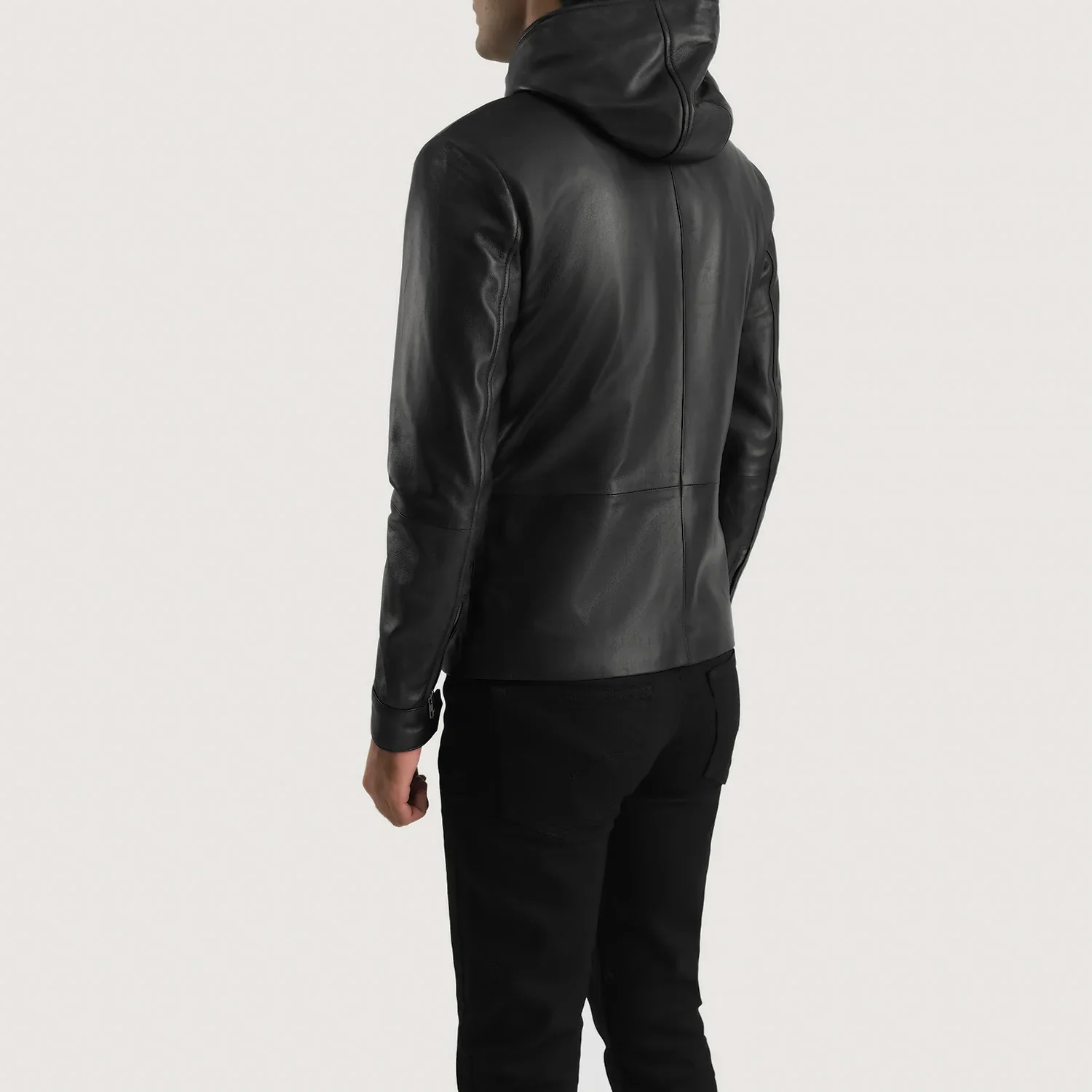 Andy Supreme Matte Black Hooded Men Leather Jacket