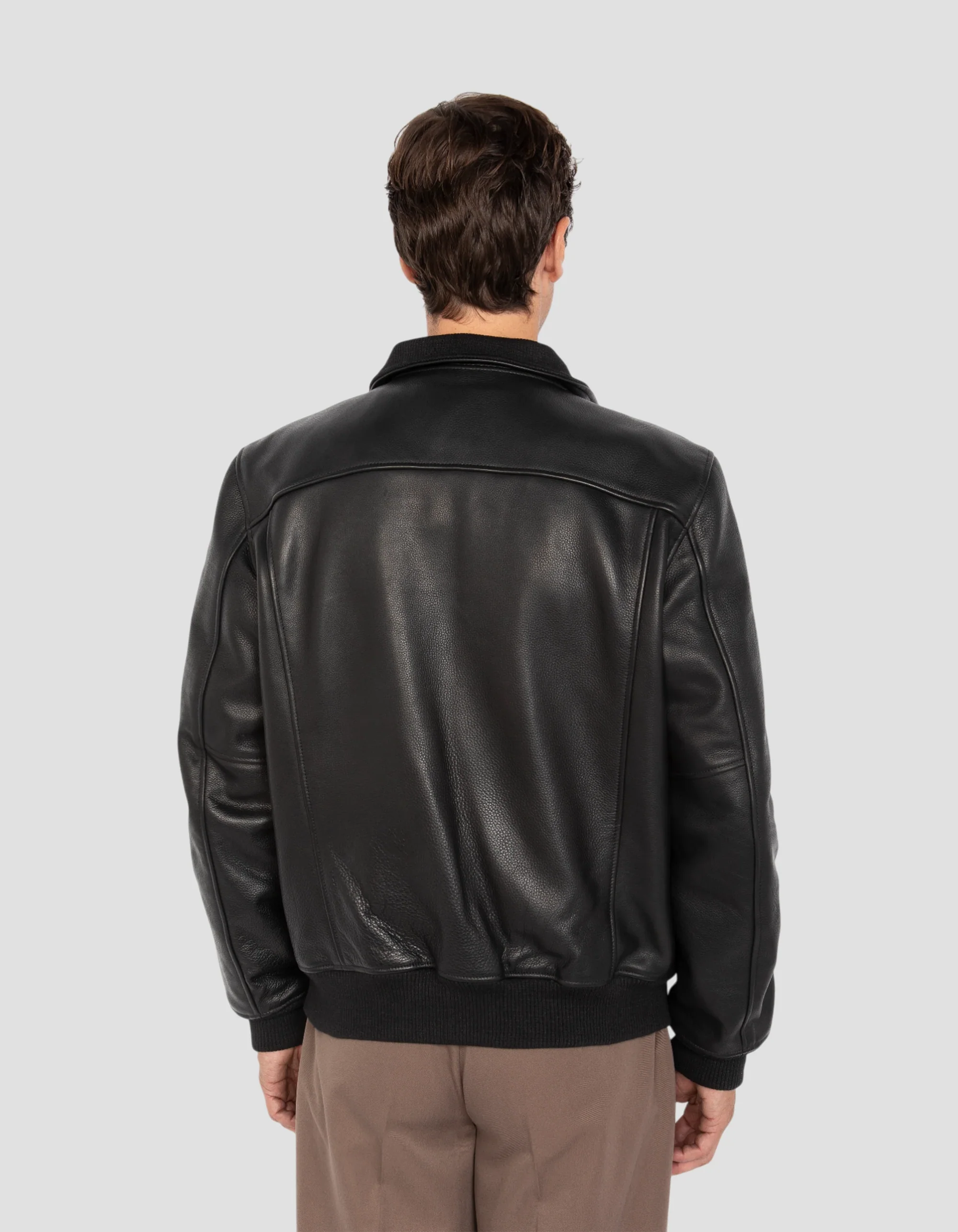 Classic Retro Black Grained Cowhide Jacket
