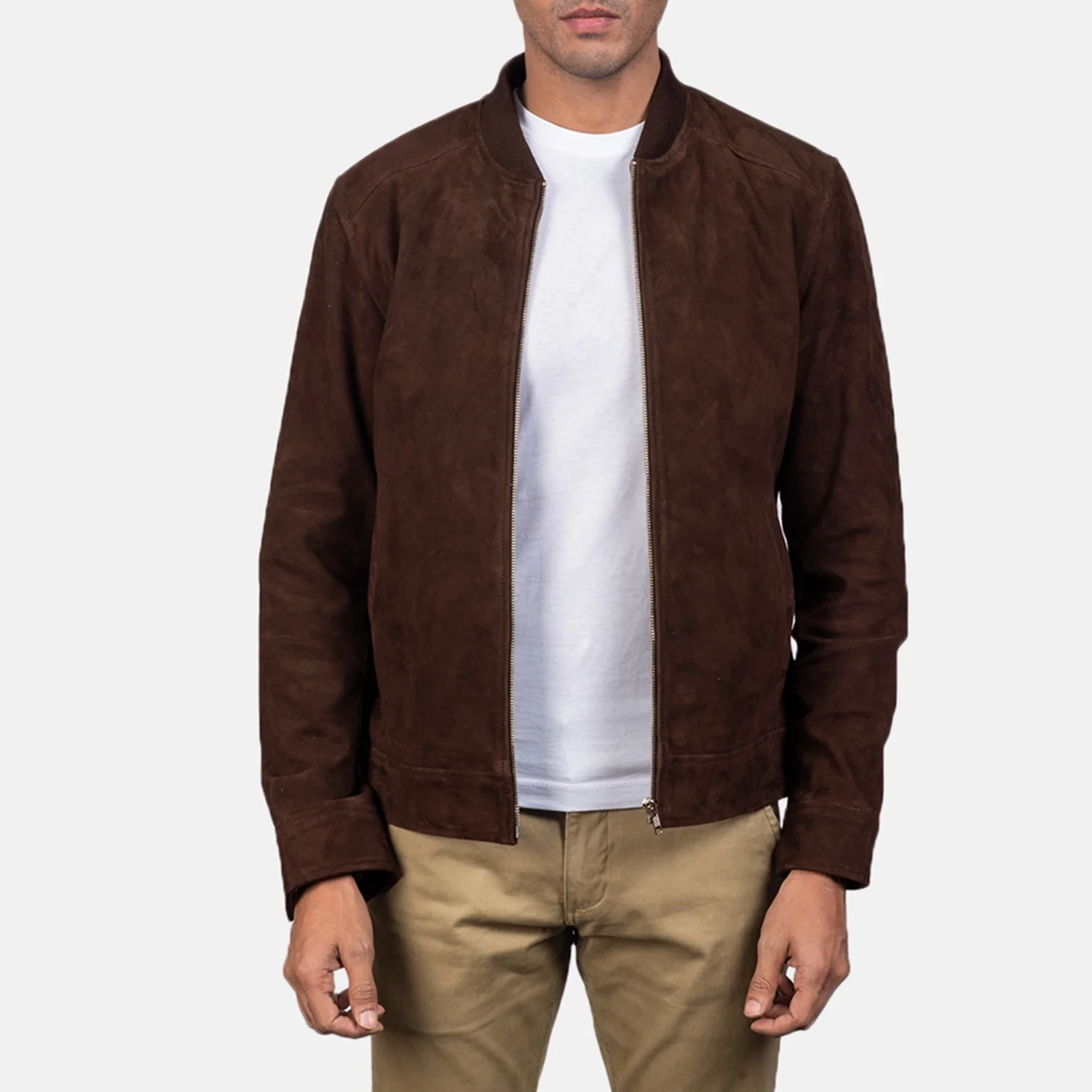 Blain Supreme Mocha Men Suede Bomber Jacket