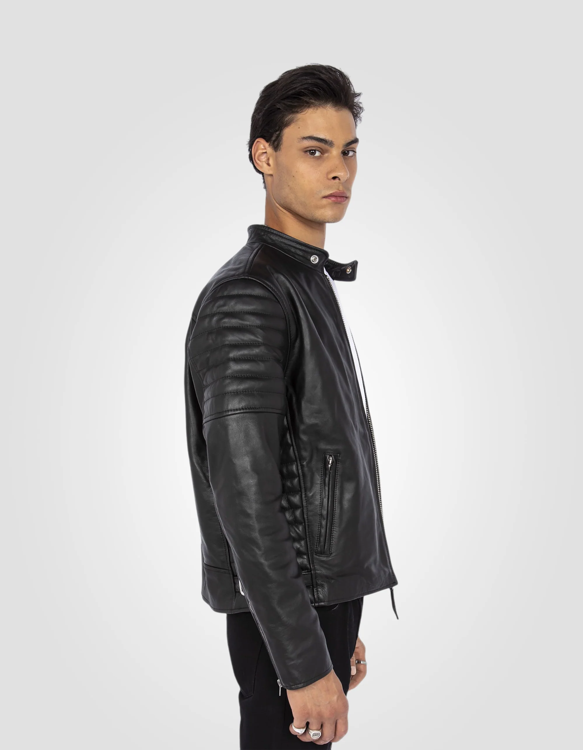 Timeless Style Black Cowhide Reinforced Biker Jacket