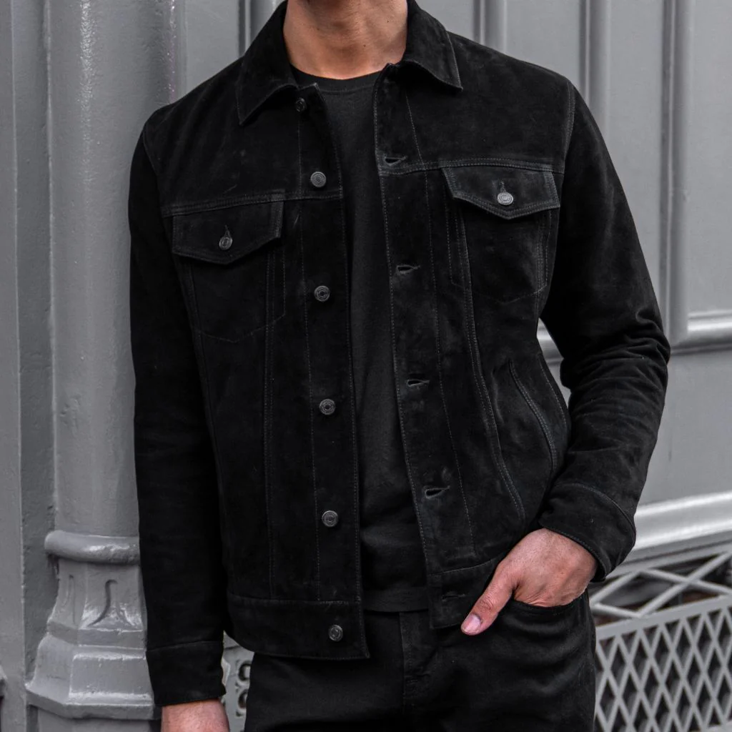Men’s Black Suede Trucker Jacket | Timeless, Luxe & Heritage-Inspired
