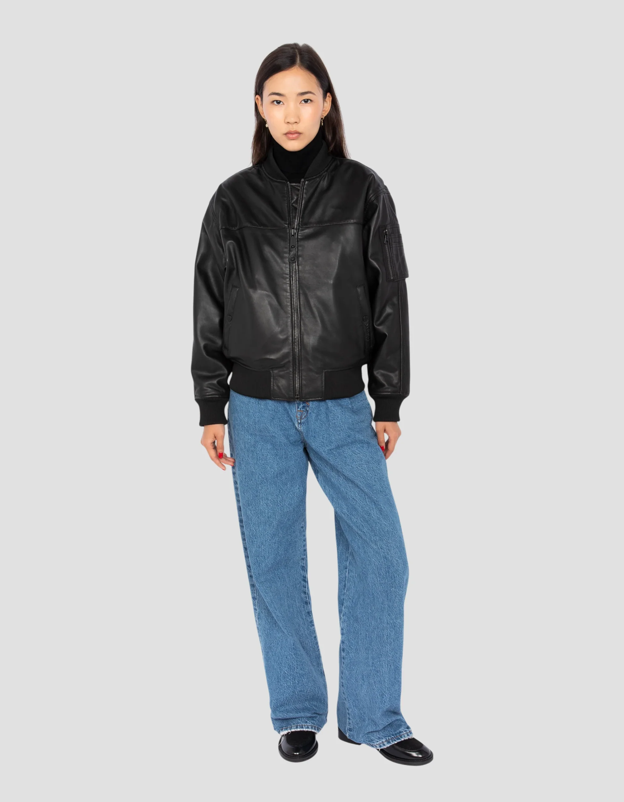 Midnight Lambskin Bomber Jacket