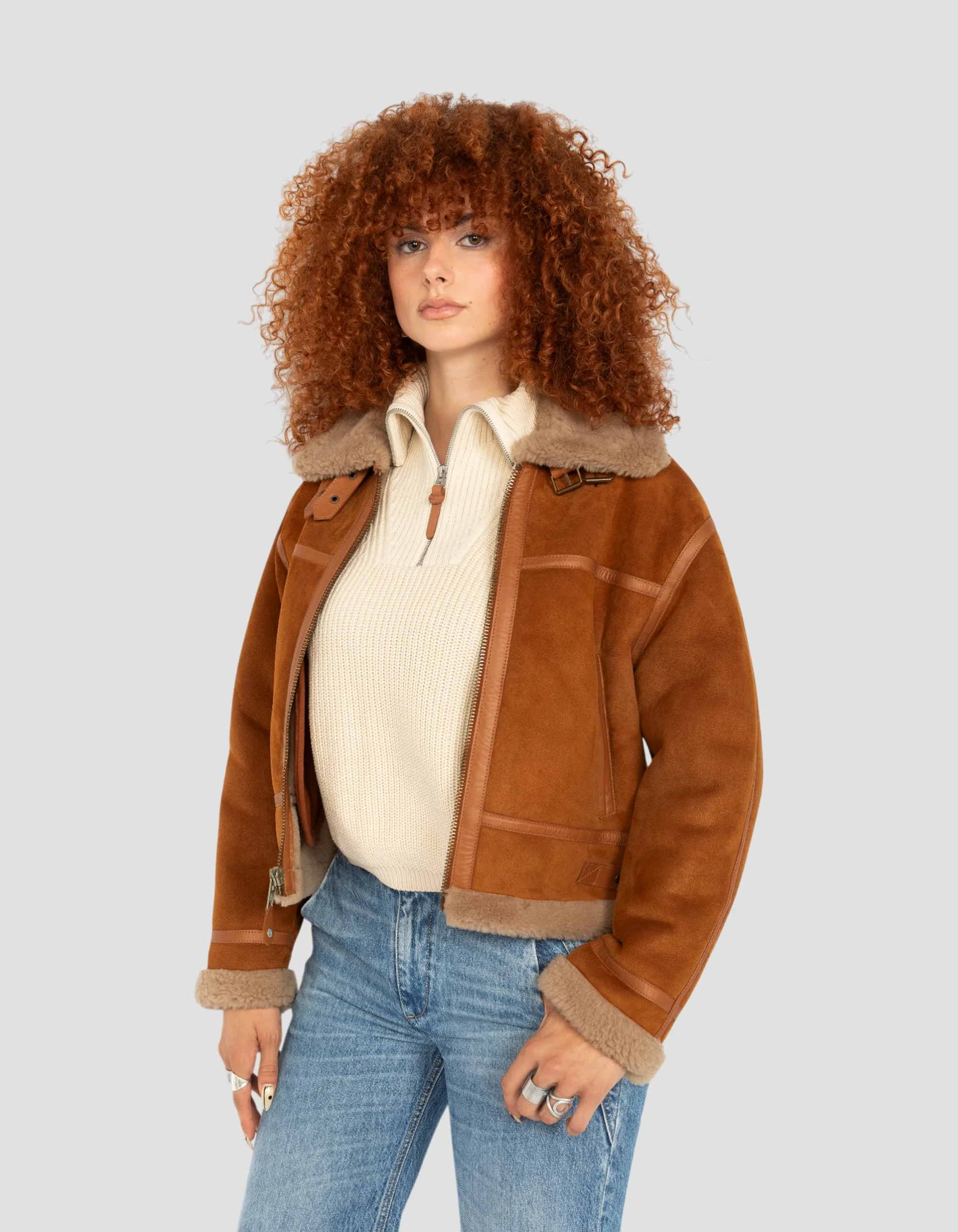 Cinnamon B-3 Shearling Bombardier Jacket