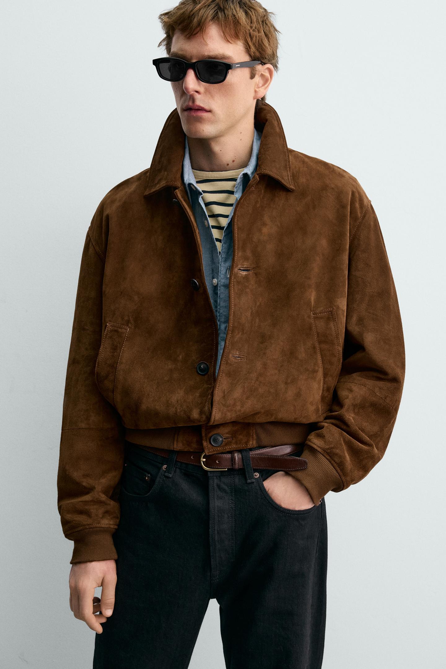 Men’s Cropped Suede Leather Jacket | Modern Fit, Bold & Refined