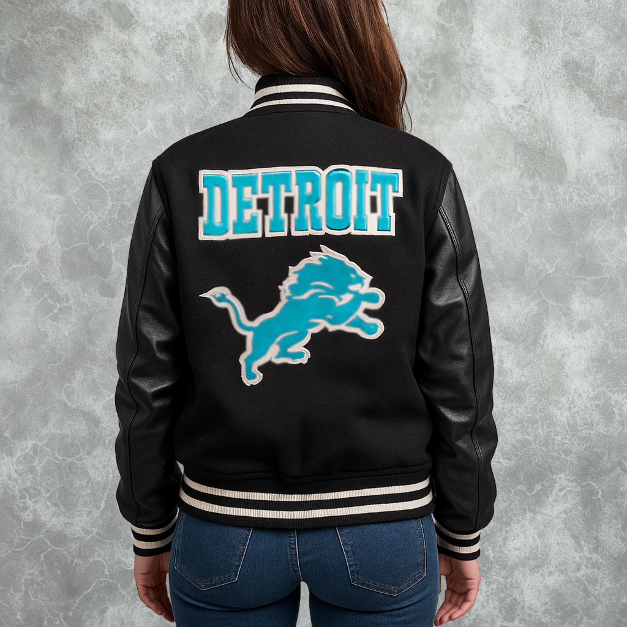 Detroit Lions Letterman Varsity Jacket For Women