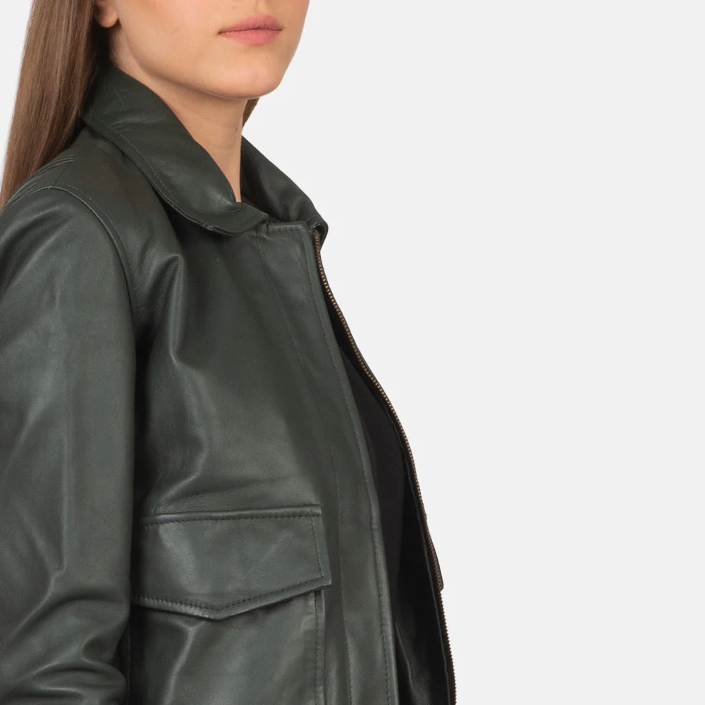 Westa Supreme A-2 Green Women Leather Bomber Jacket