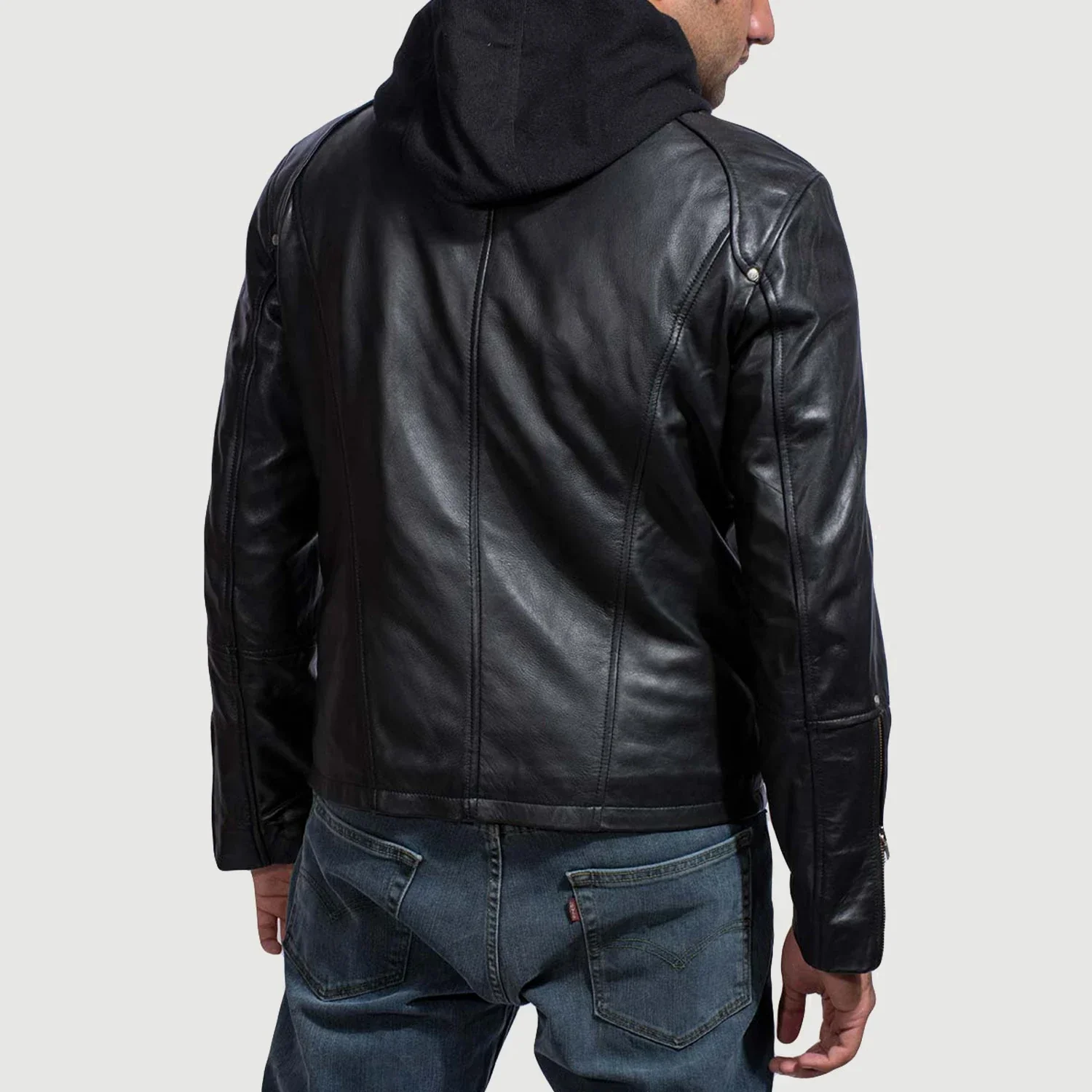 Highschool Supreme Black Hooded Men Leather Jacket