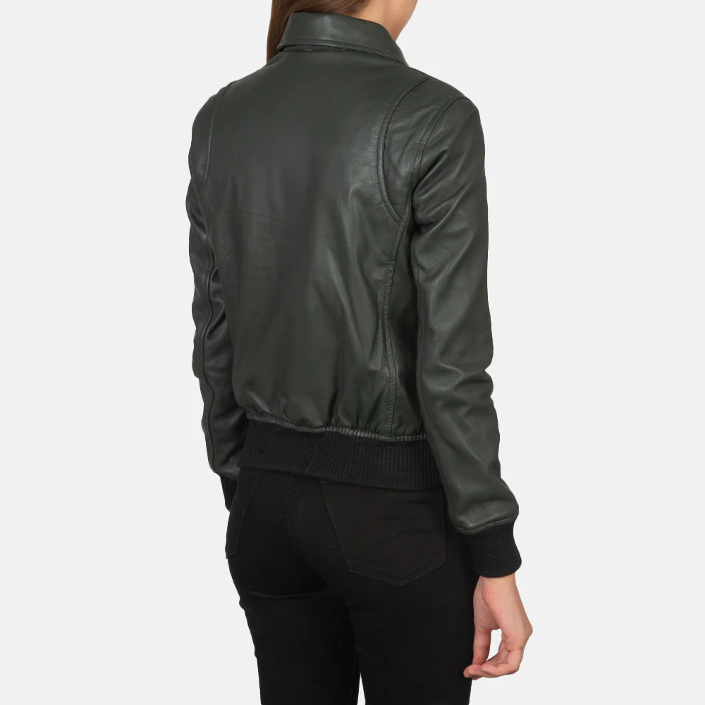 Westa Supreme A-2 Green Women Leather Bomber Jacket