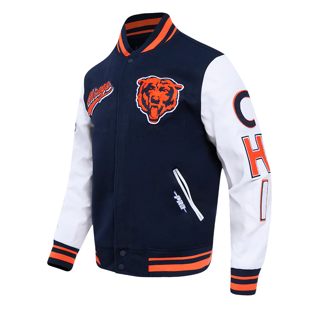 Chicago Bears Script Wool Varsity Jacket For Women