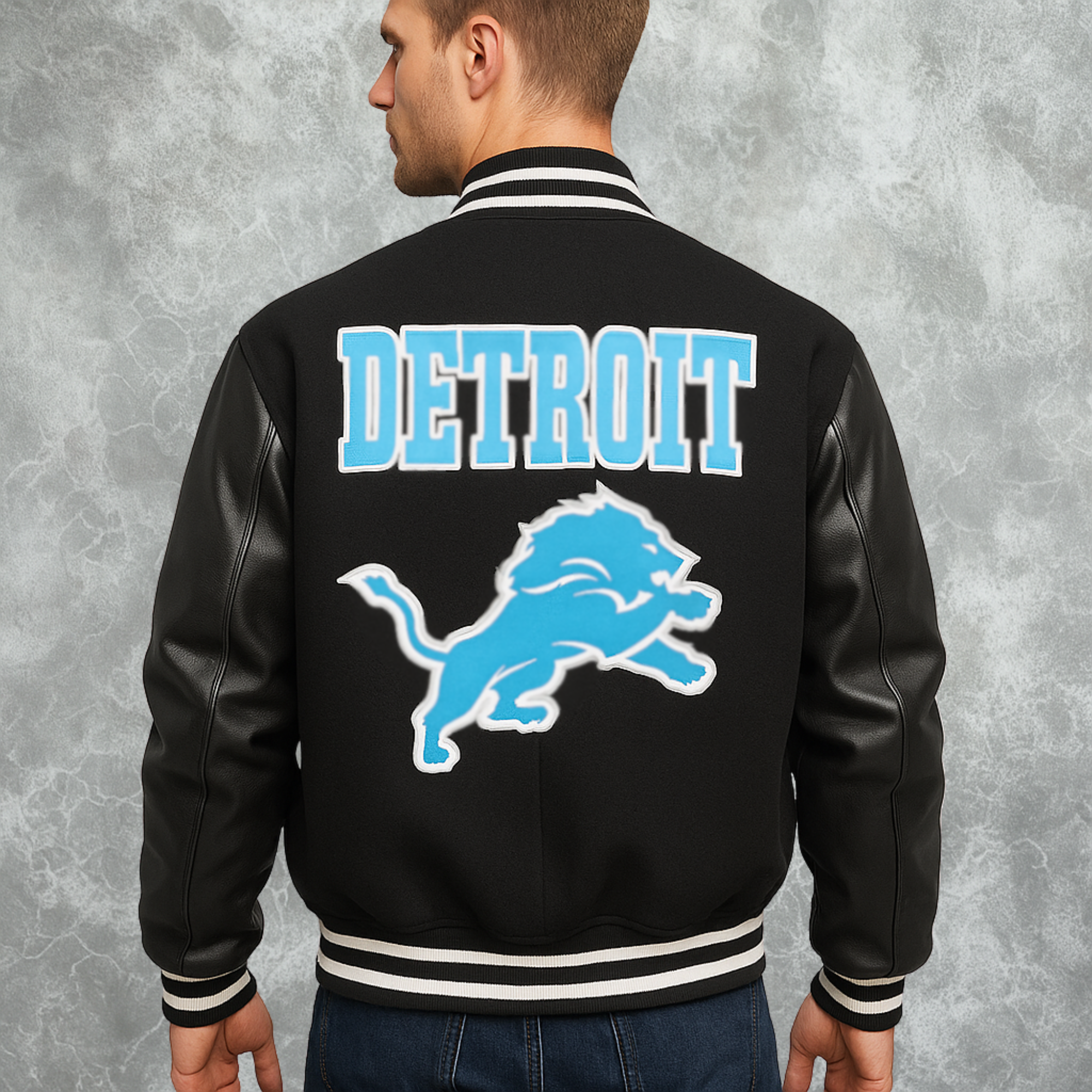 Detroit Lions Letterman Varsity Jacket For Men