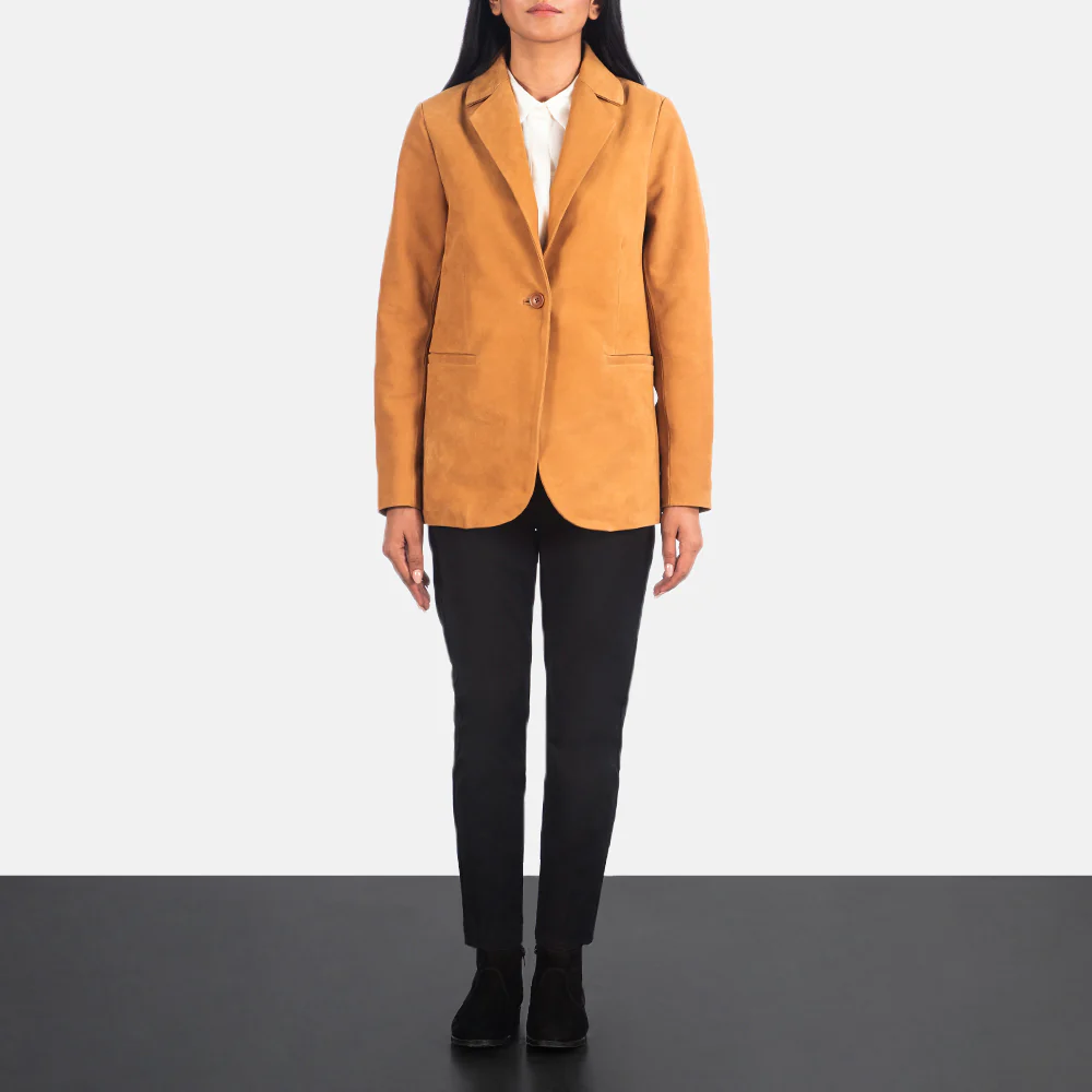 Women’s Brown Nubuck Leather Blazer | Sleek, Luxe & Timeless