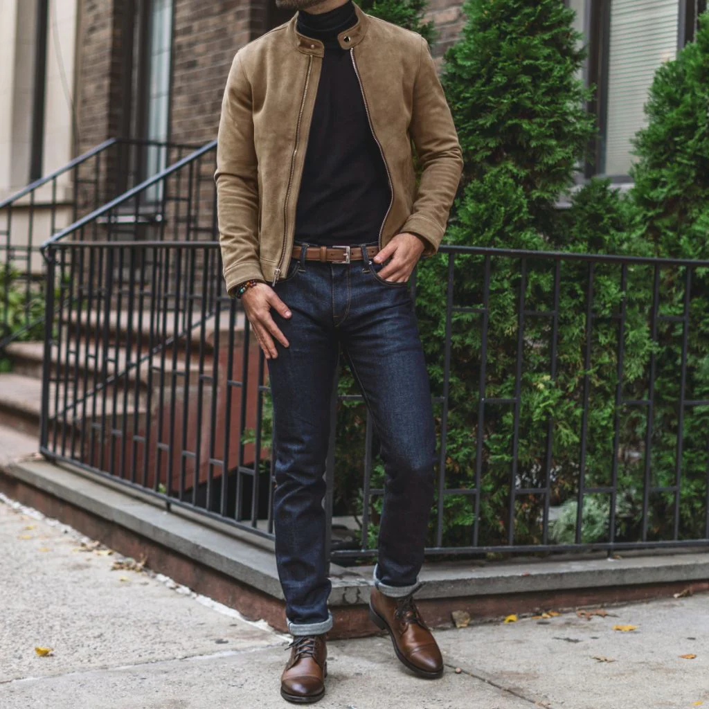 Men’s Suede Leather Racer Jacket | Premium, Sleek & Timelessly Crafted