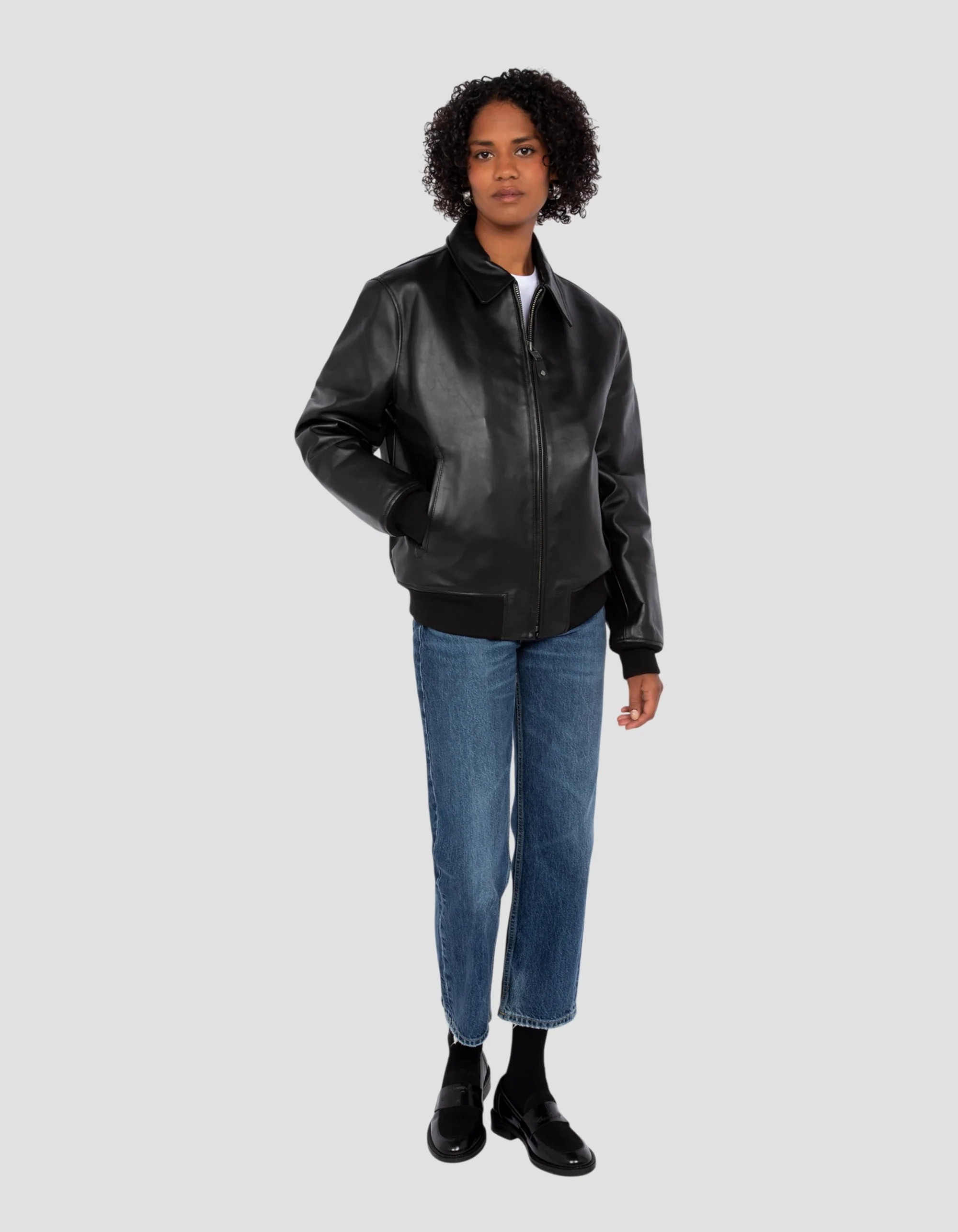 Obsidian Cowhide Ribbed Jacket