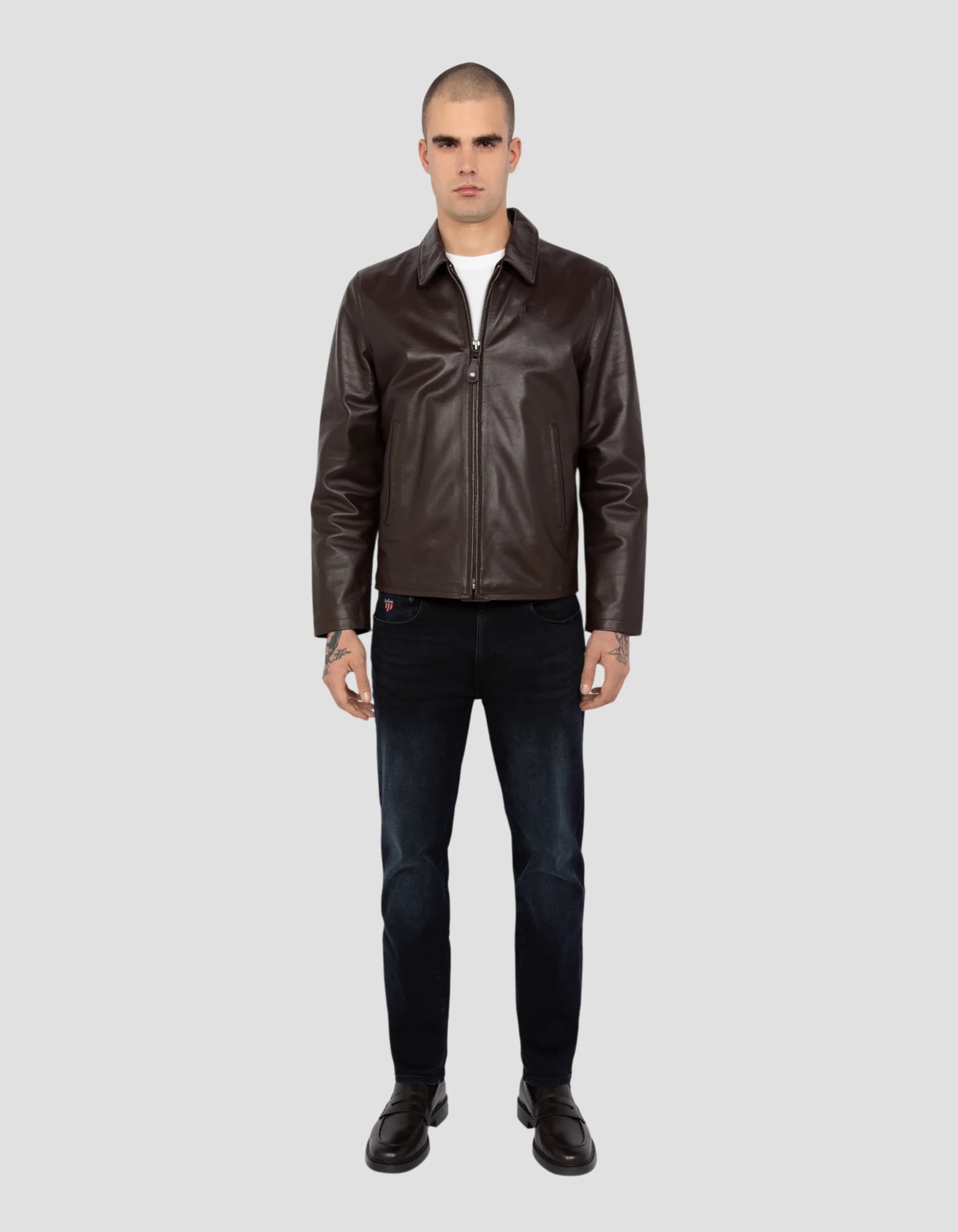 Light Brown Cowhide Casual Leather Jacket
