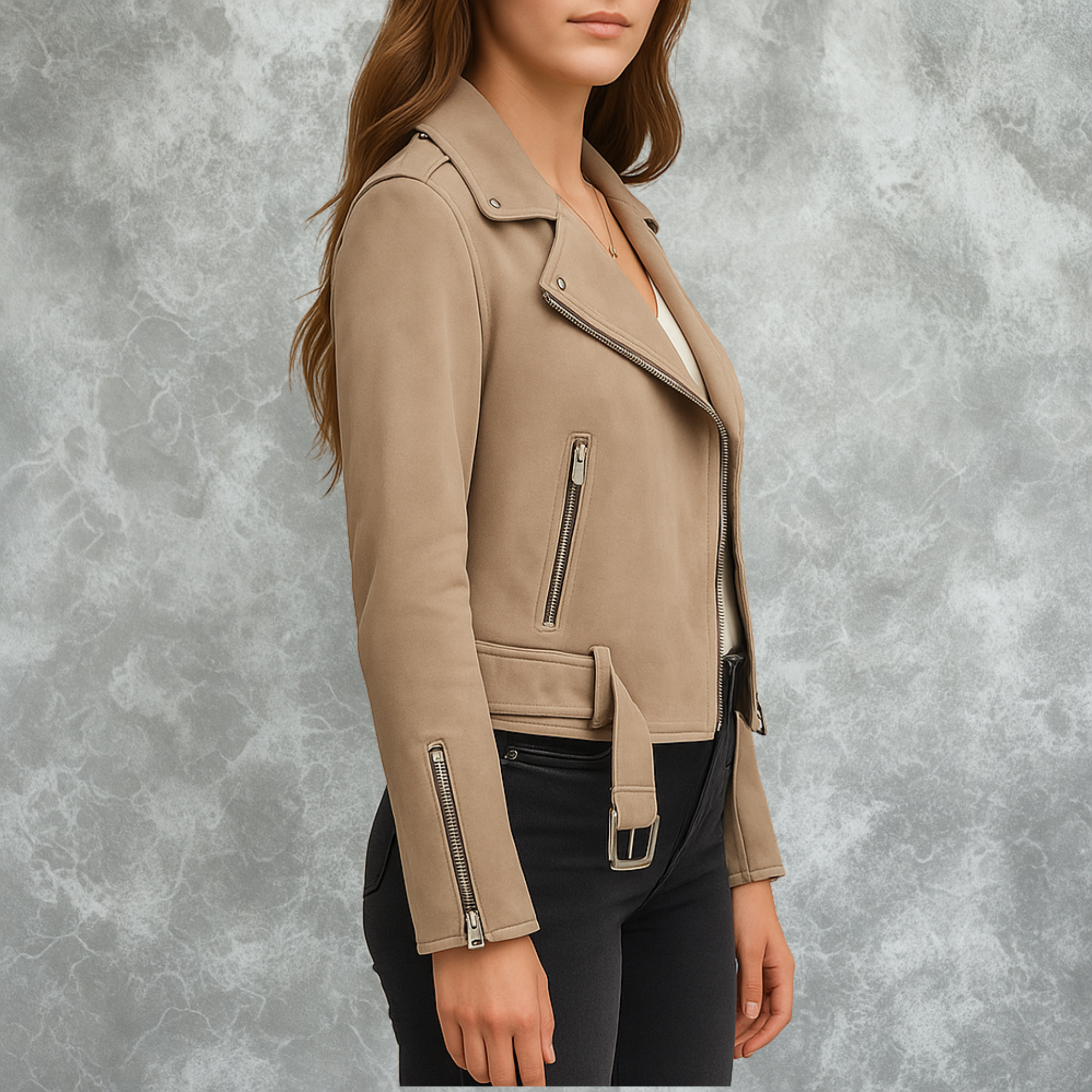 The Luxe Suede Biker Jacket – Effortless Style and Comfort