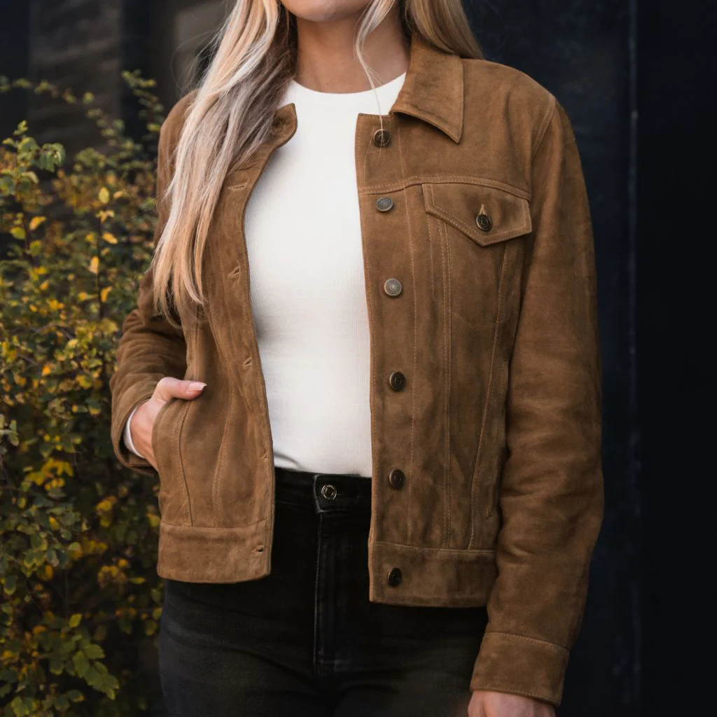 Women’s Suede Trucker Jacket | Luxe, Timeless & Heritage-Inspired