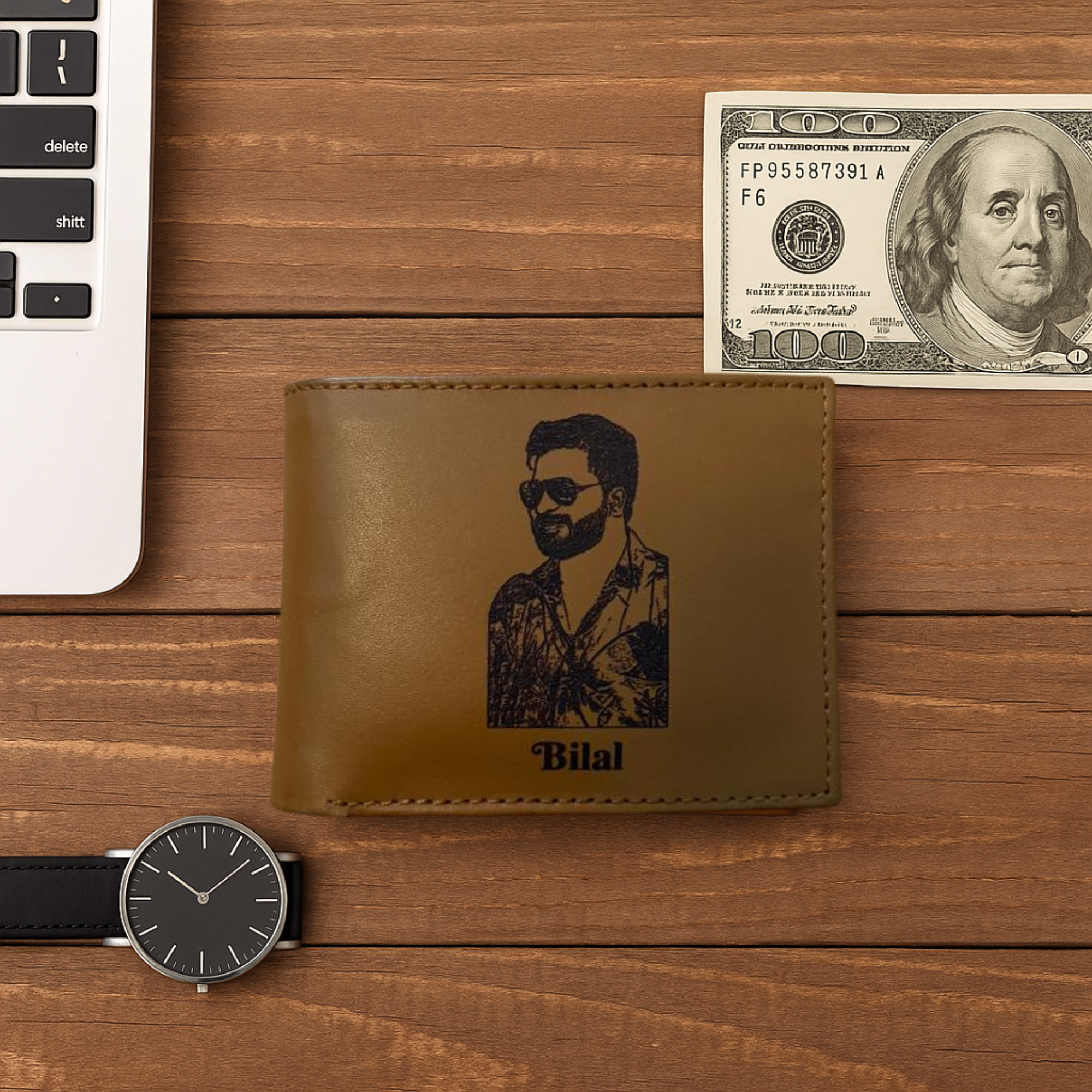 Personalized Leather Wallet with Keychain – Unique and Stylish
