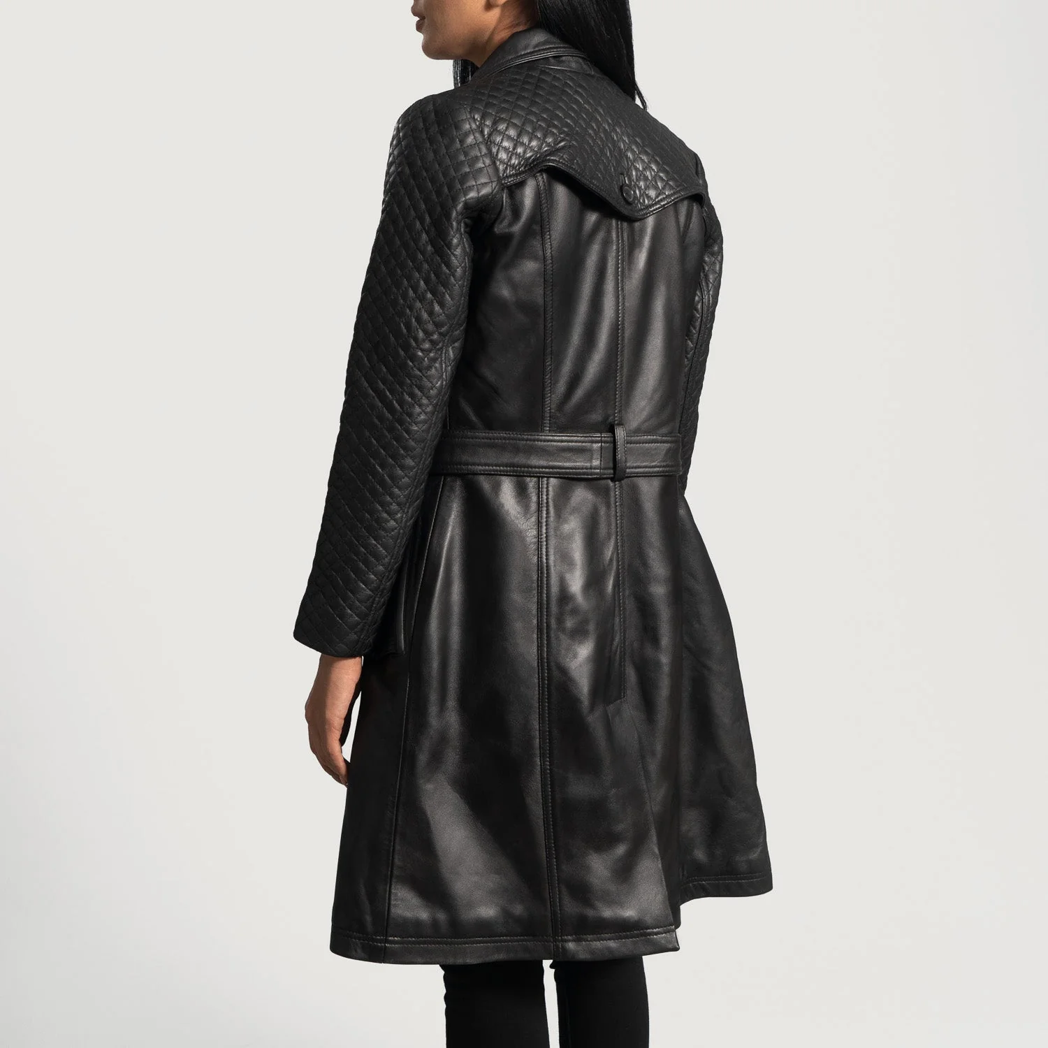 Women’s Black Real Leather Trench Coat | Elegant, Chic & Timeless