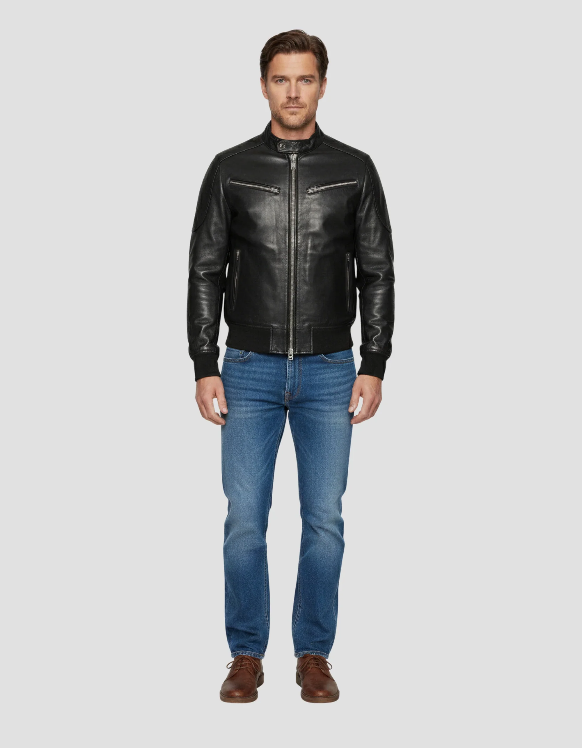 Multipoche Black Lamb Leather Biker Jacket